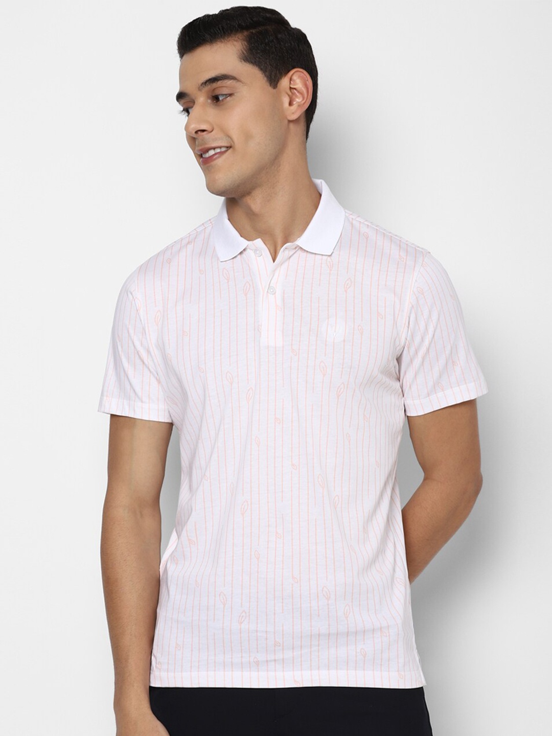 

Allen Solly Men White & bright gray Polo Collar Pockets T-shirt
