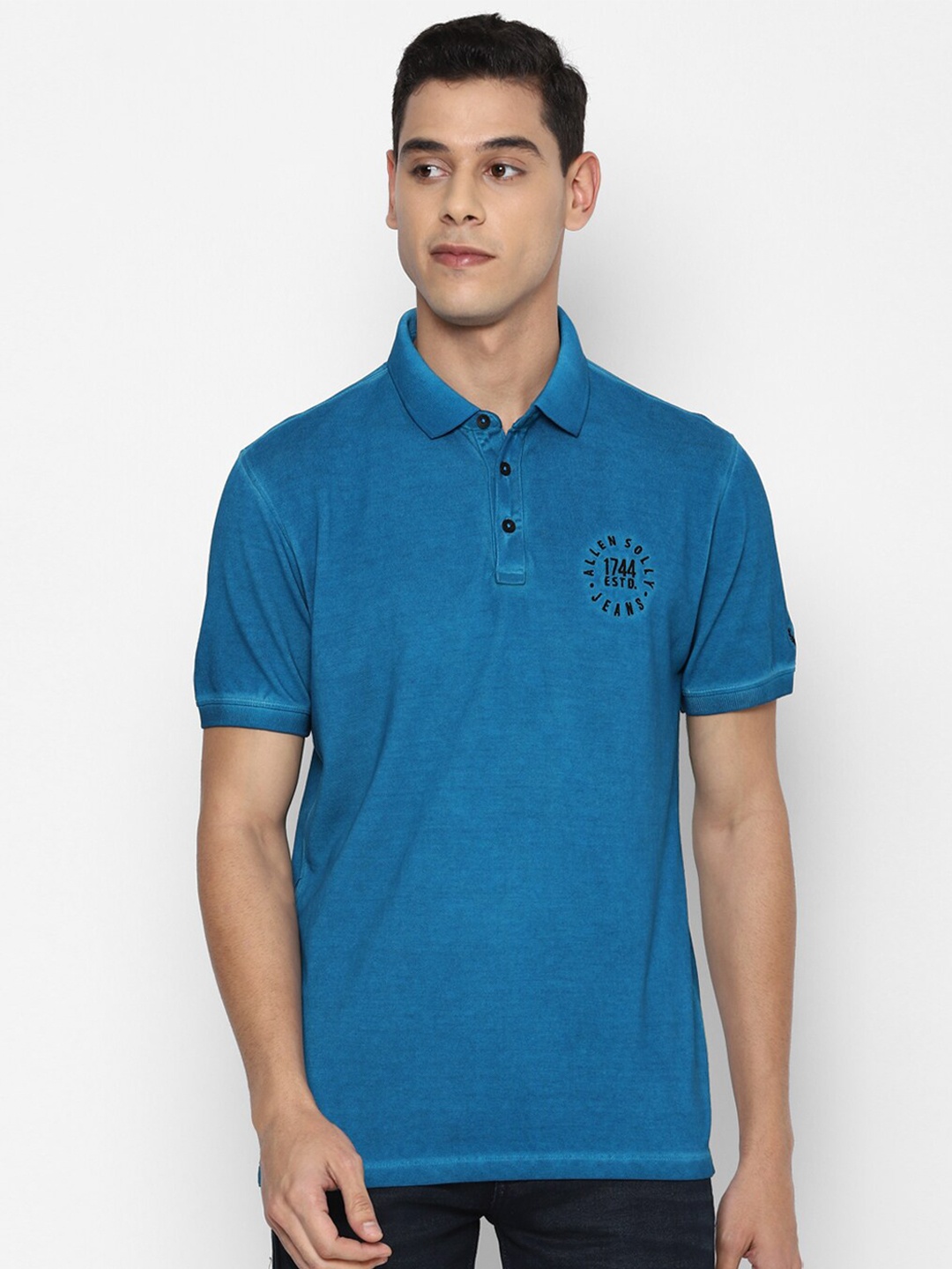 

Allen Solly Sport Men Blue Pure Cotton Polo Collar T-shirt