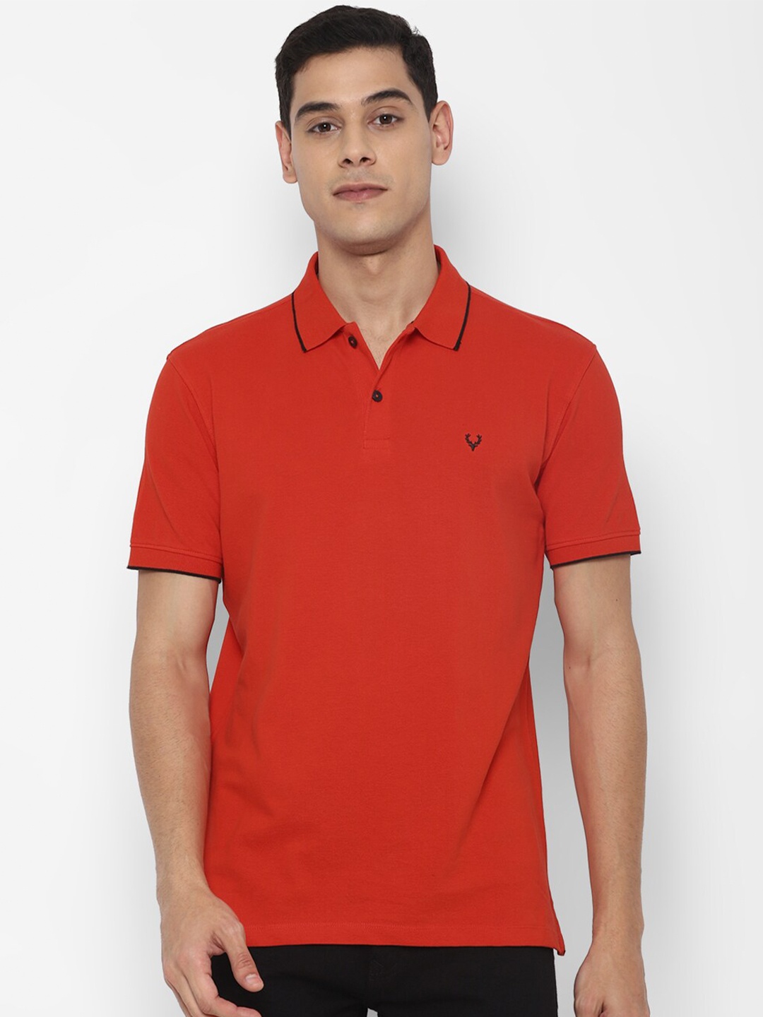 

Allen Solly Sport Men Red Solid Pure Cotton Polo Collar T-shirt