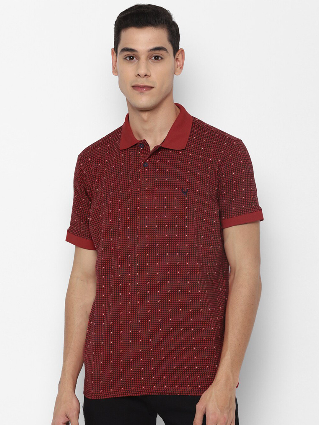 

Allen Solly Sport Men Maroon Printed Polo Collar T-shirt