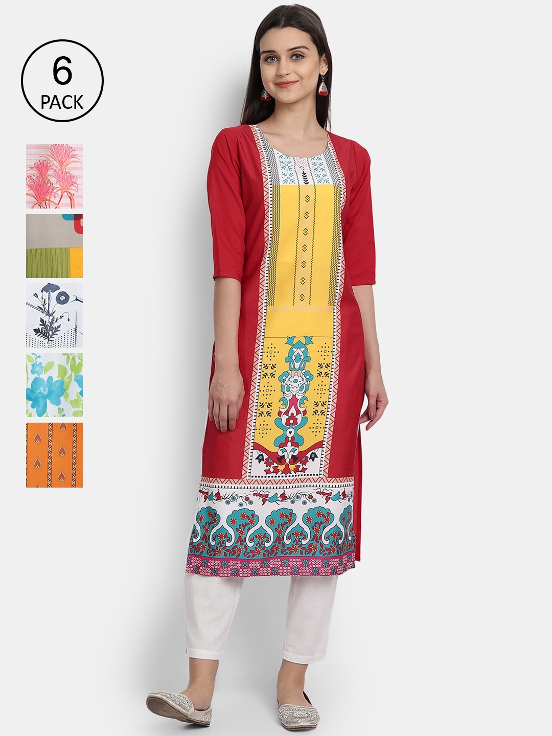 

7Threads Women Multicoloured Ethnic Motifs Printed Crepe Kurta, Multi