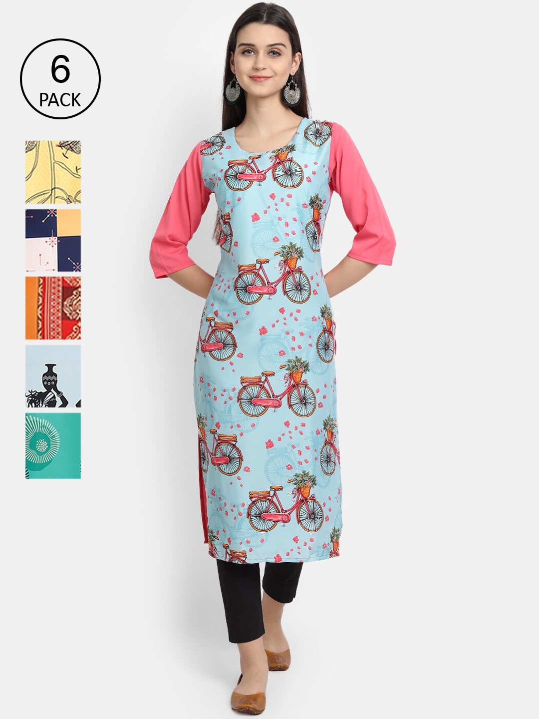 

7Threads Women Multicoloured Printed Crepe Kurta, Multi