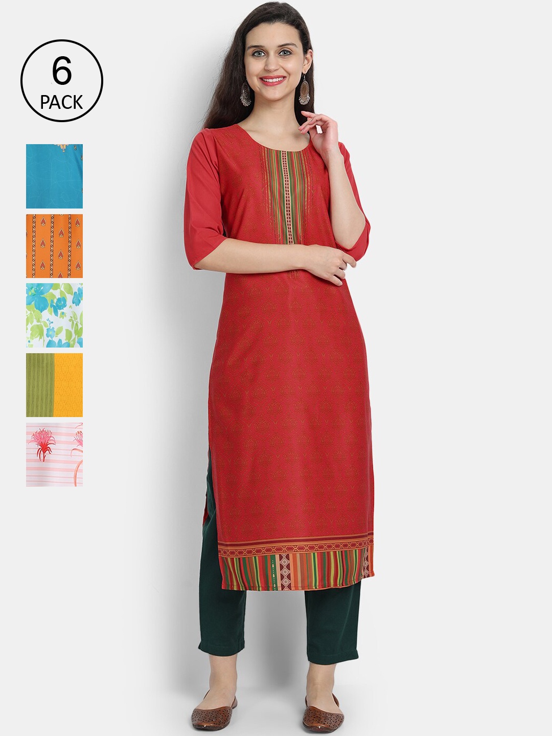 

7Threads Women Multicoloured Thread Work Crepe Kurta, Multi