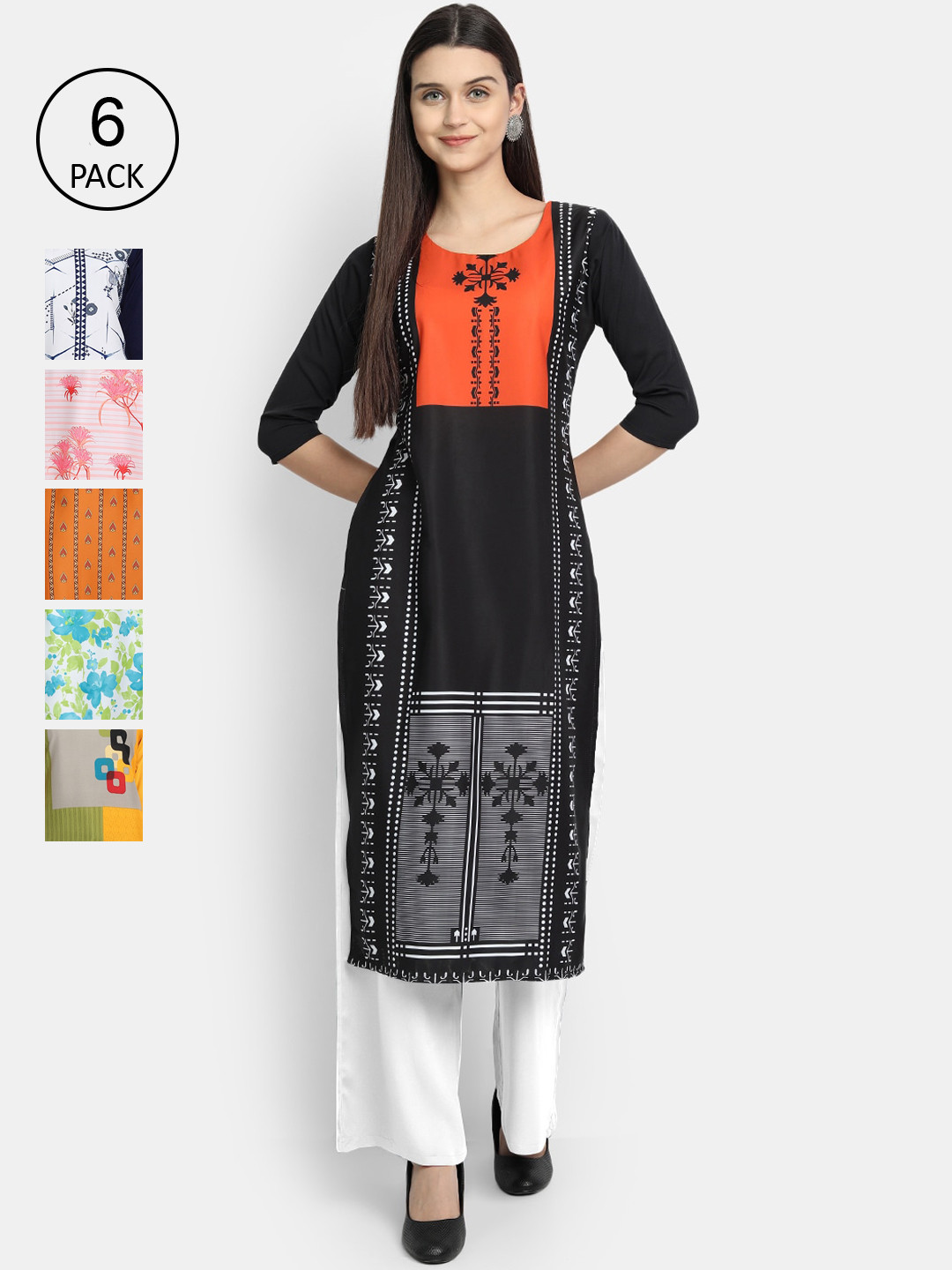

7Threads Women Multicoloured Printed Crepe Kurta, Multi