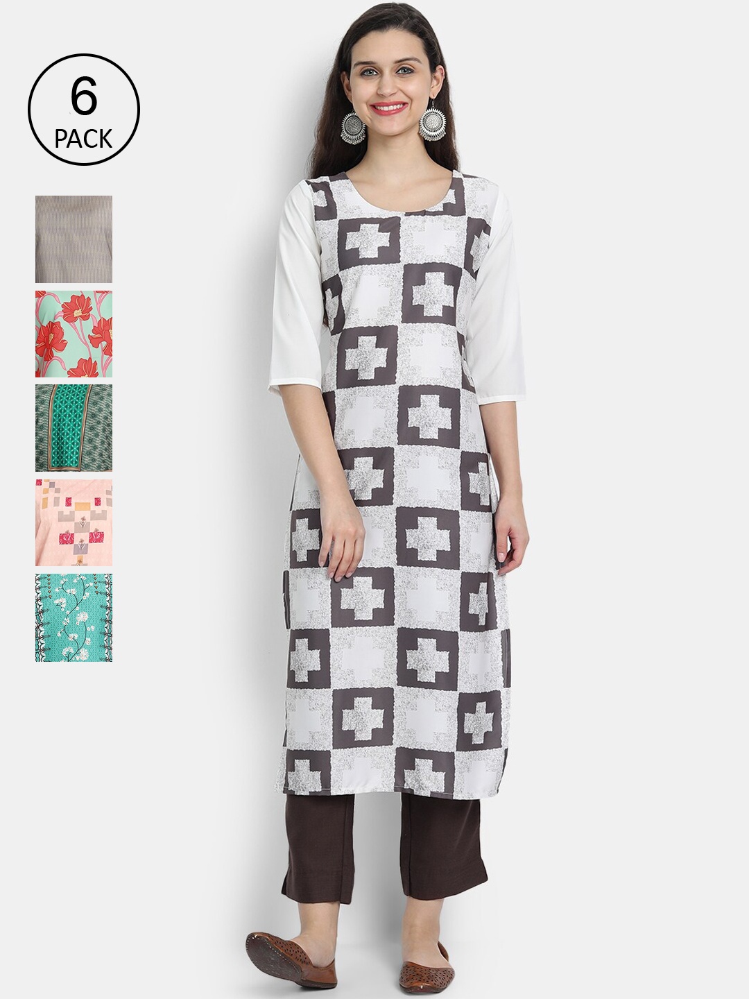 

7Threads Women Multicoloured Ethnic Motifs Printed Crepe Kurta, Multi
