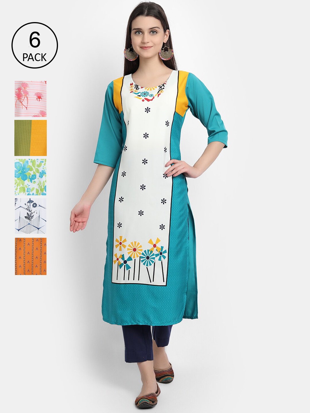 

7Threads Women Multicoloured Crepe Kurta, Multi
