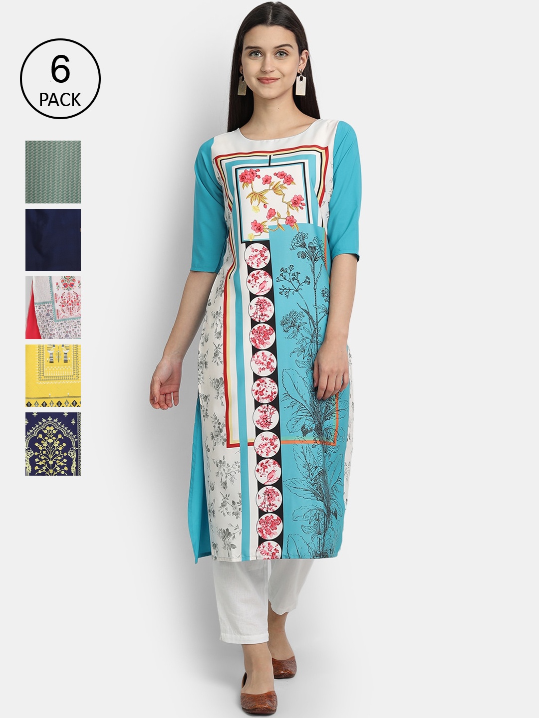 

7Threads Women Multicoloured Floral Printed Crepe Kurta, Multi