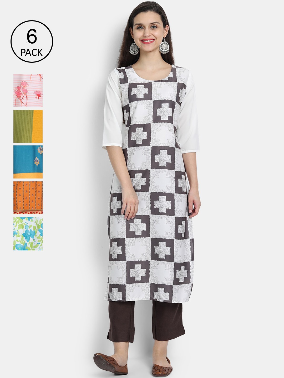 

7Threads Women Multicoloured & orchid tint Printed Flared Sleeves Gotta Patti Crepe Kurta, Multi