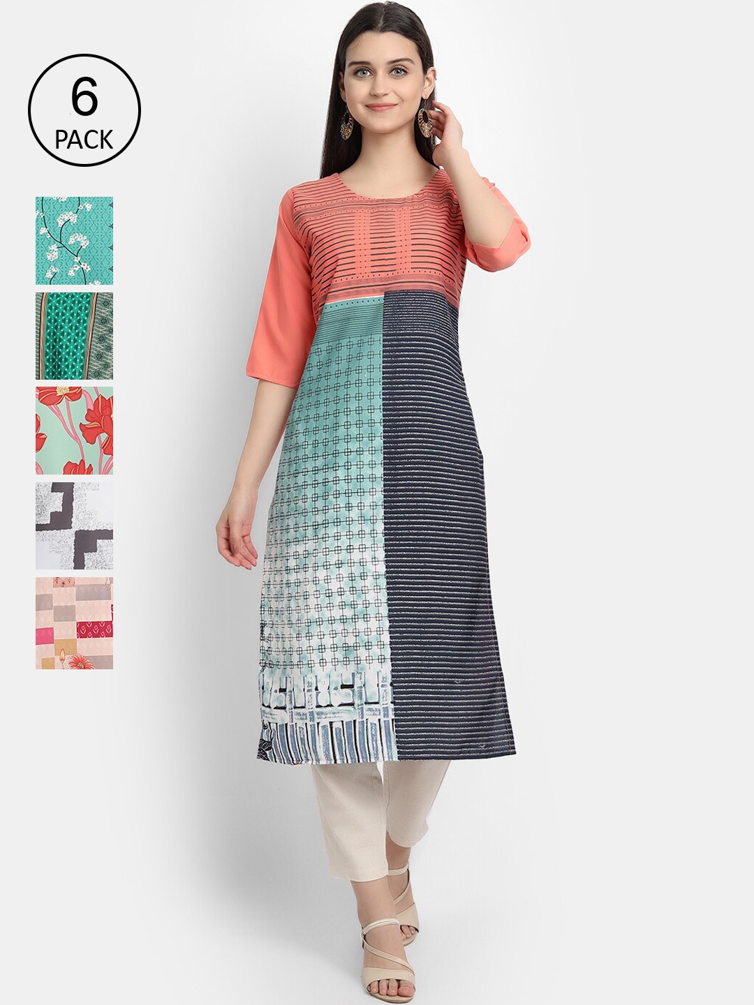

7Threads Women Multicoloured Printed Crepe Kurta, Multi