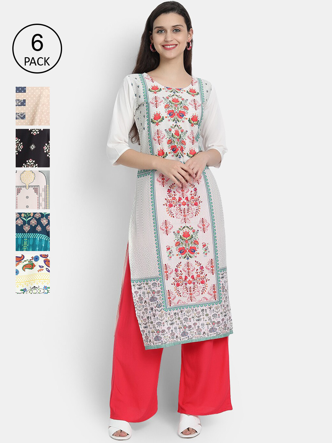 

7Threads Women Multicoloured Ethnic Motifs Printed Crepe Kurta, Multi