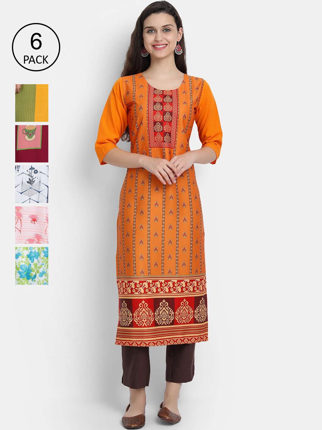 

7Threads Women Multicoloured Ethnic Motifs Crepe Kurta, Multi