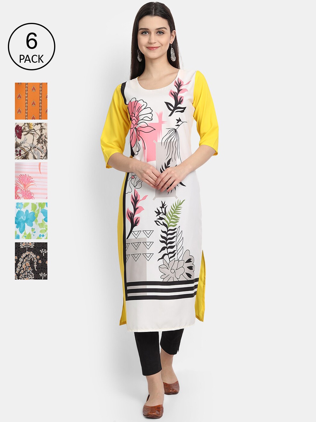 

7Threads Women Multicoloured Printed Crepe Kurta, Multi
