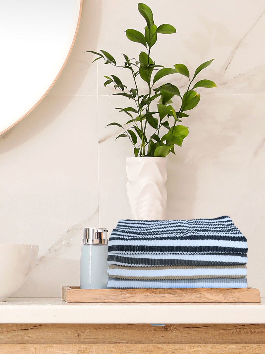 

Turkish Bath Set Of 4 Multicoloured Striped Cotton Kitchen Towels, Multi