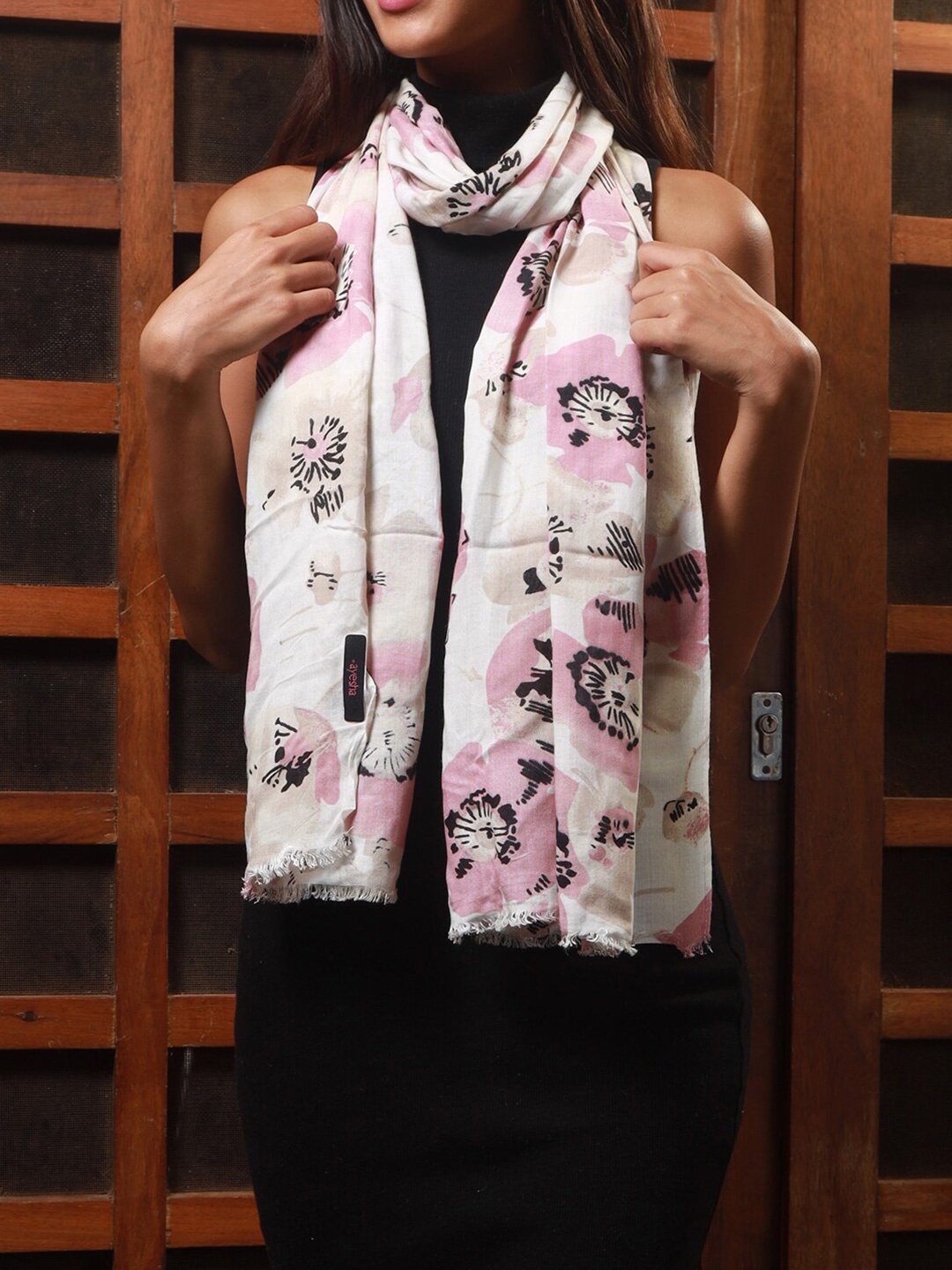 

Ayesha Women Floral Printed Viscose Scarf, Pink