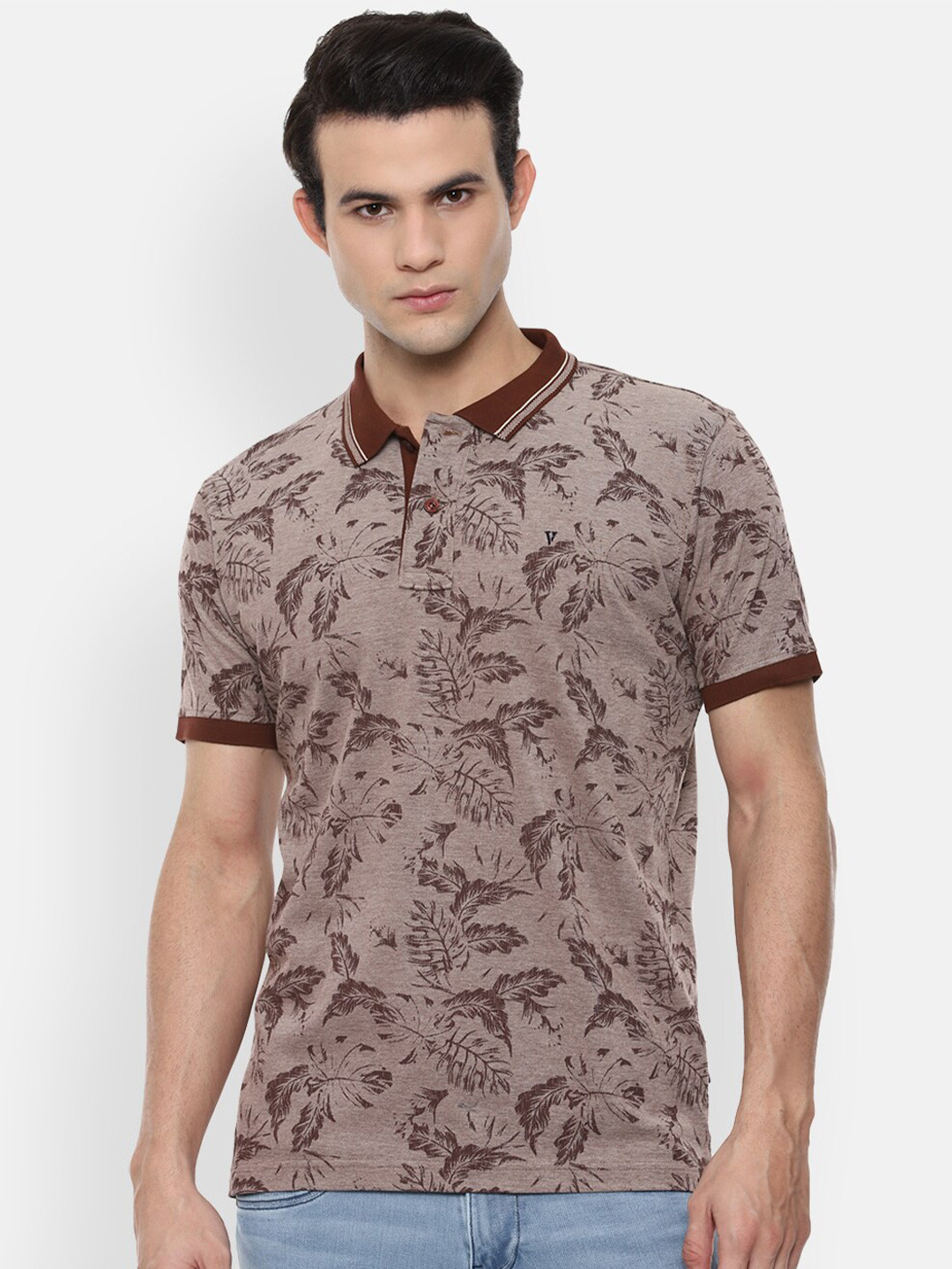 

Van Heusen Sport Men Brown Printed Polo Collar T-shirt