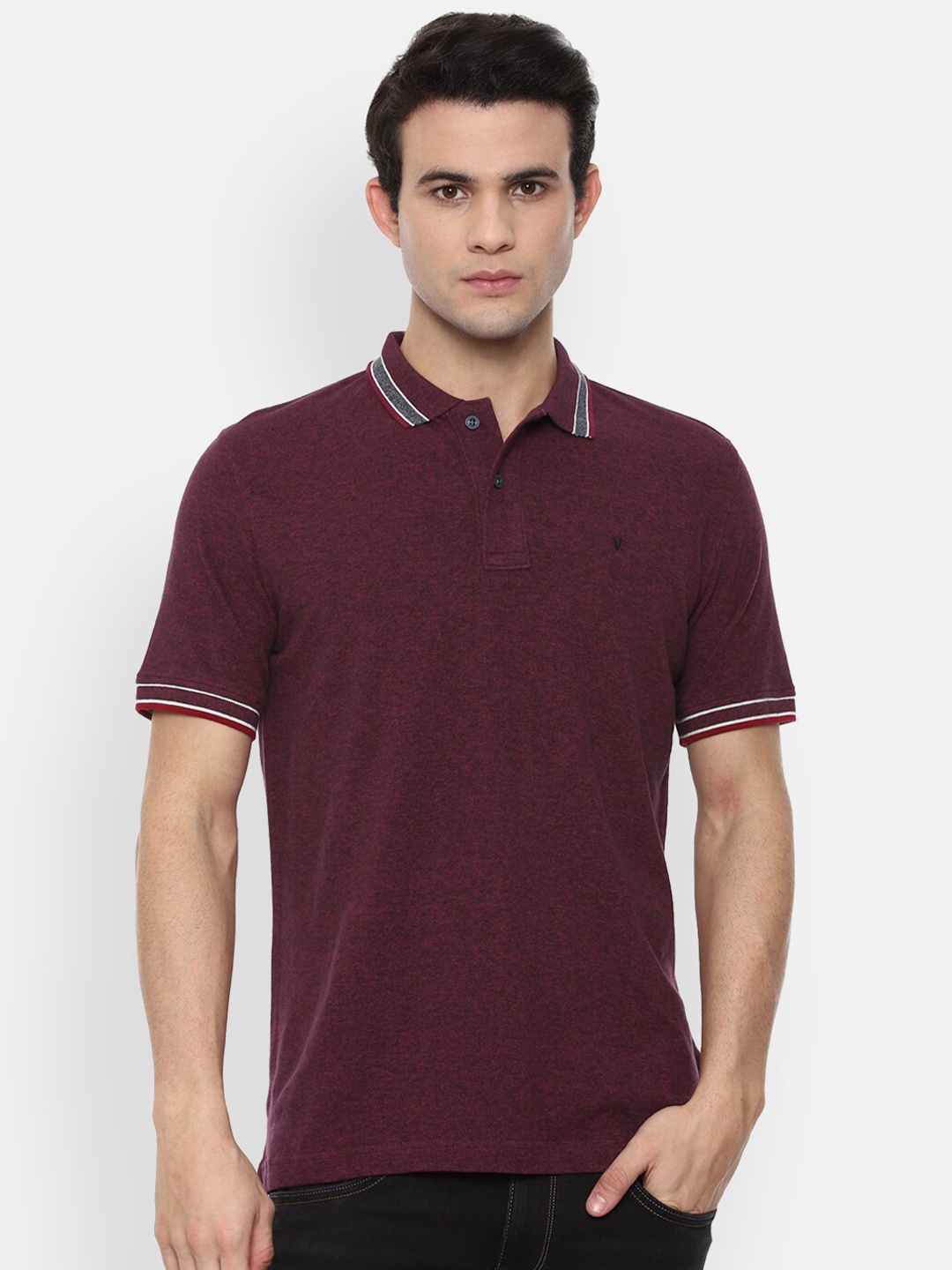 

Van Heusen Sport Men Maroon Pure Cotton Polo Collar T-shirt