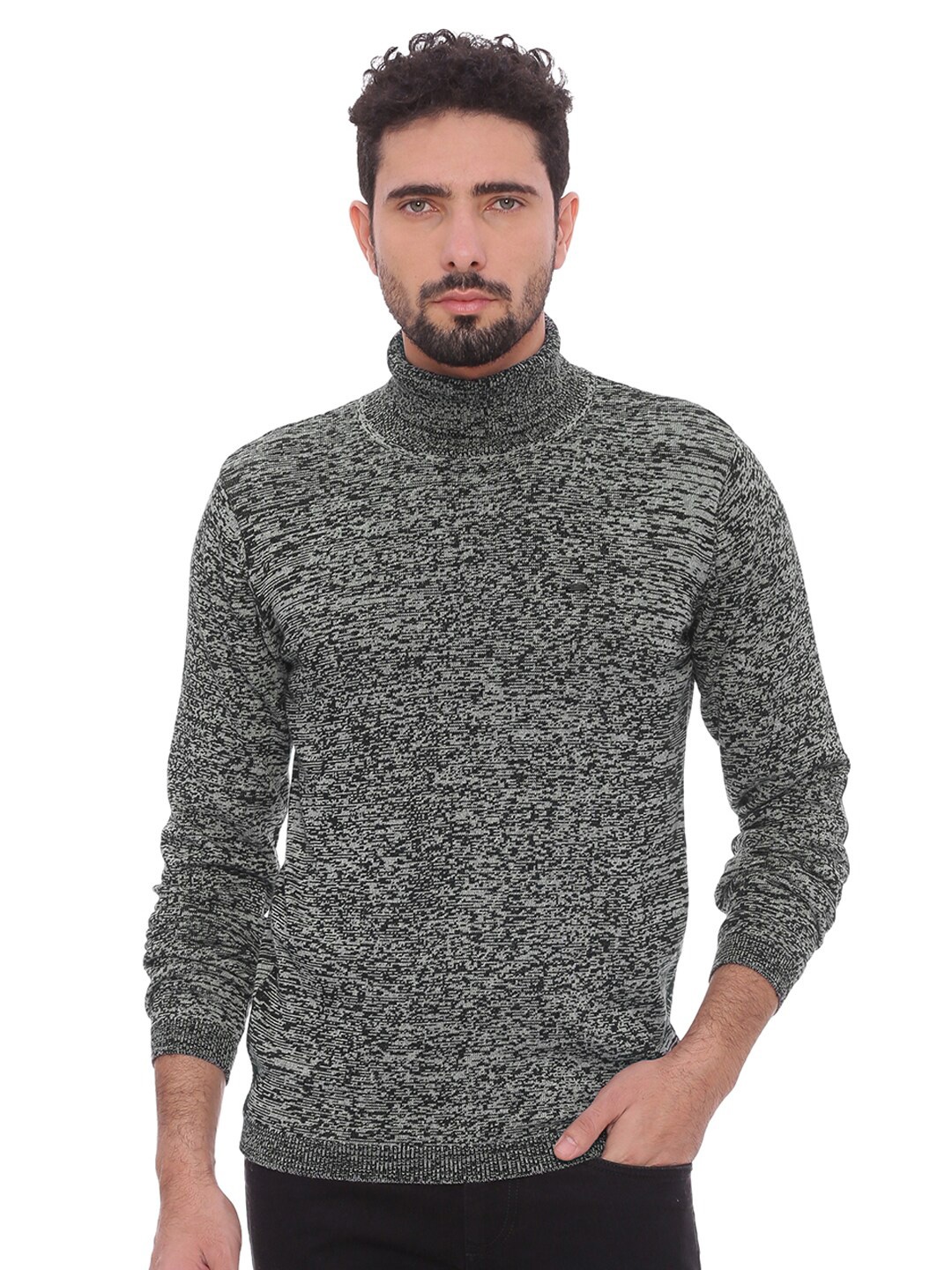 

Basics Men Grey Turtle Neck Pullover