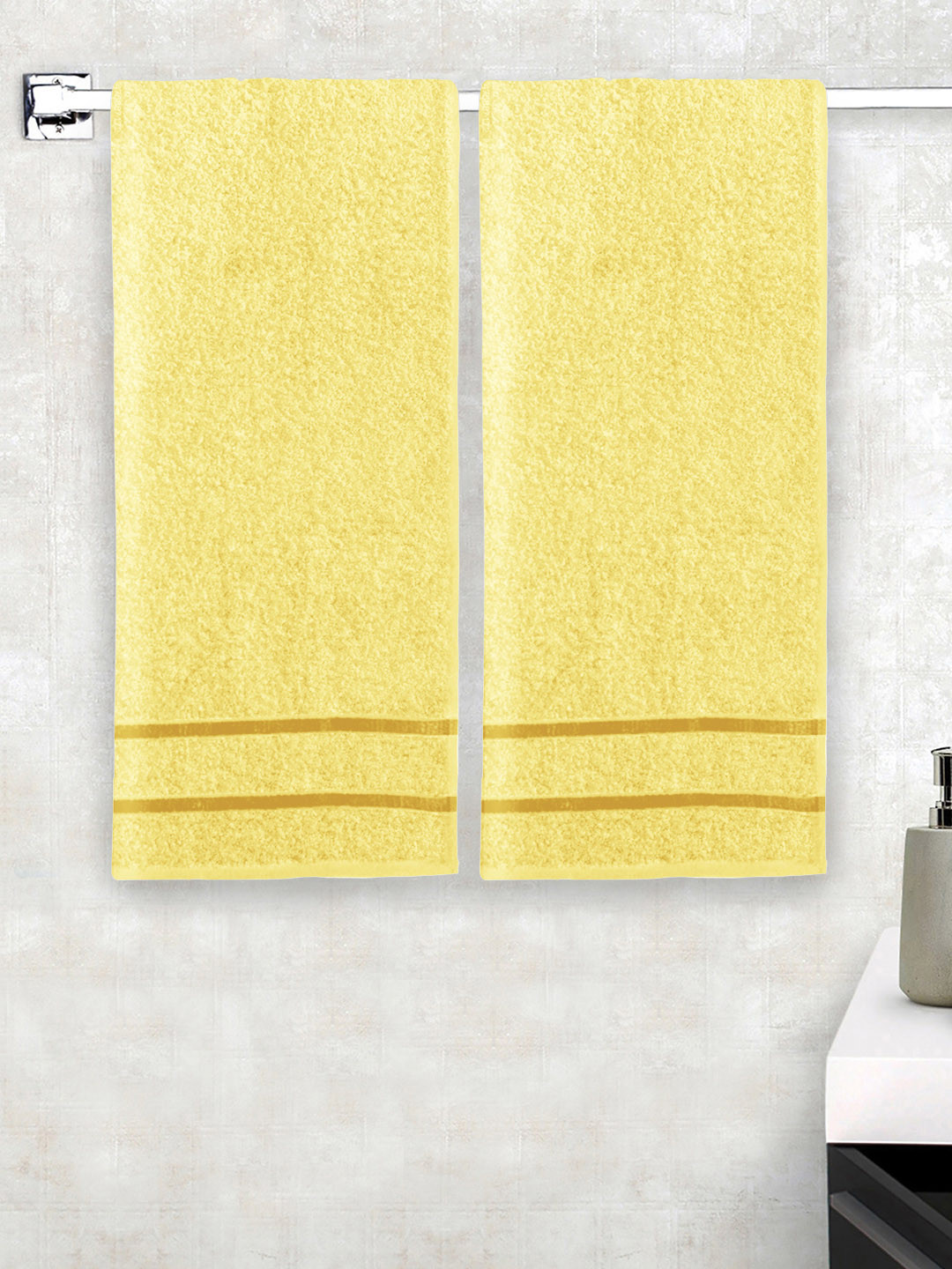 

Story@home Set Of 2 Yellow Solid 450 GSM Pure Cotton Medium Bath Towels