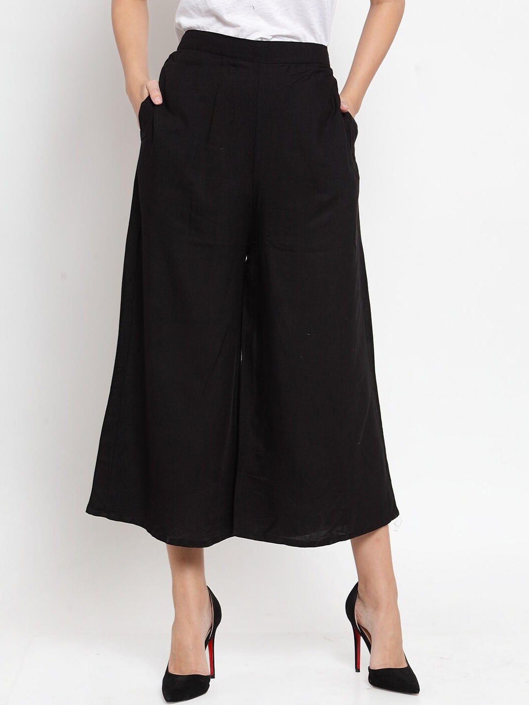 

Clora Creation Women Black Easy Wash Culottes Trousers