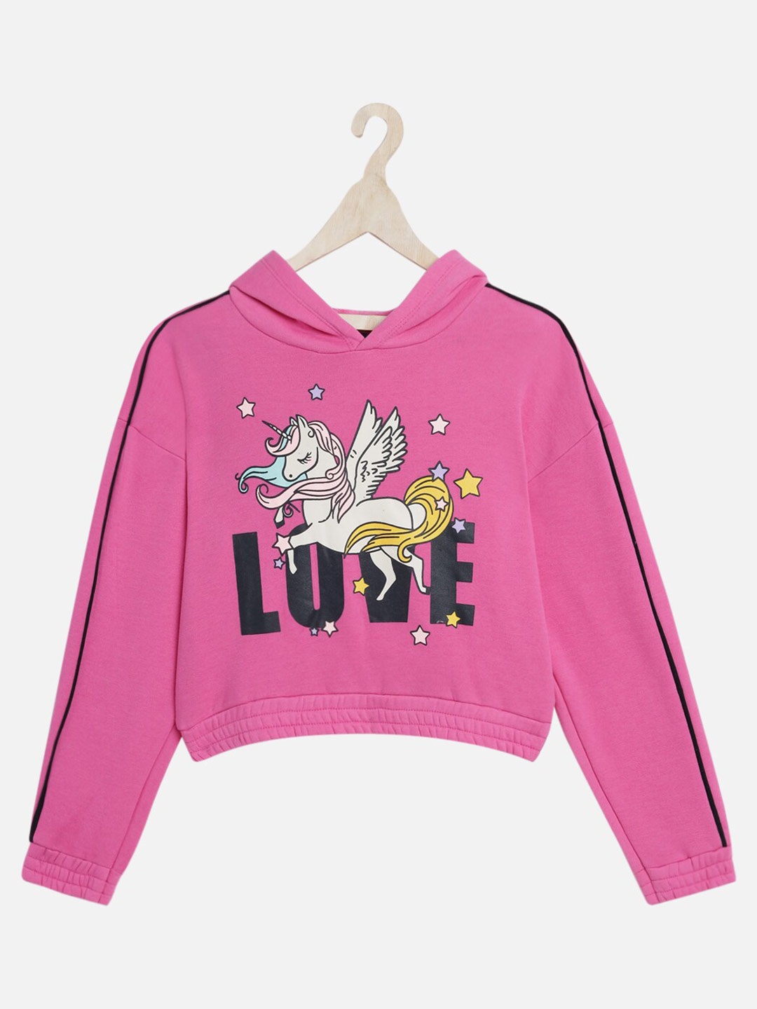 

Lazy Shark Girls Pink Printed Hooded Fleece Sweatshirt