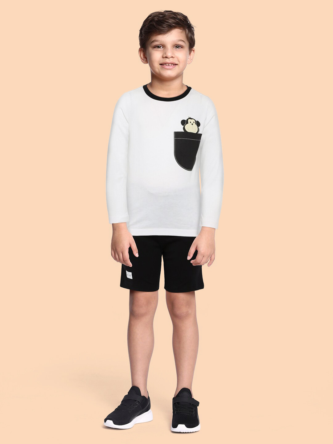 

abof Boys Black & White Cotton T-shirt & Shorts