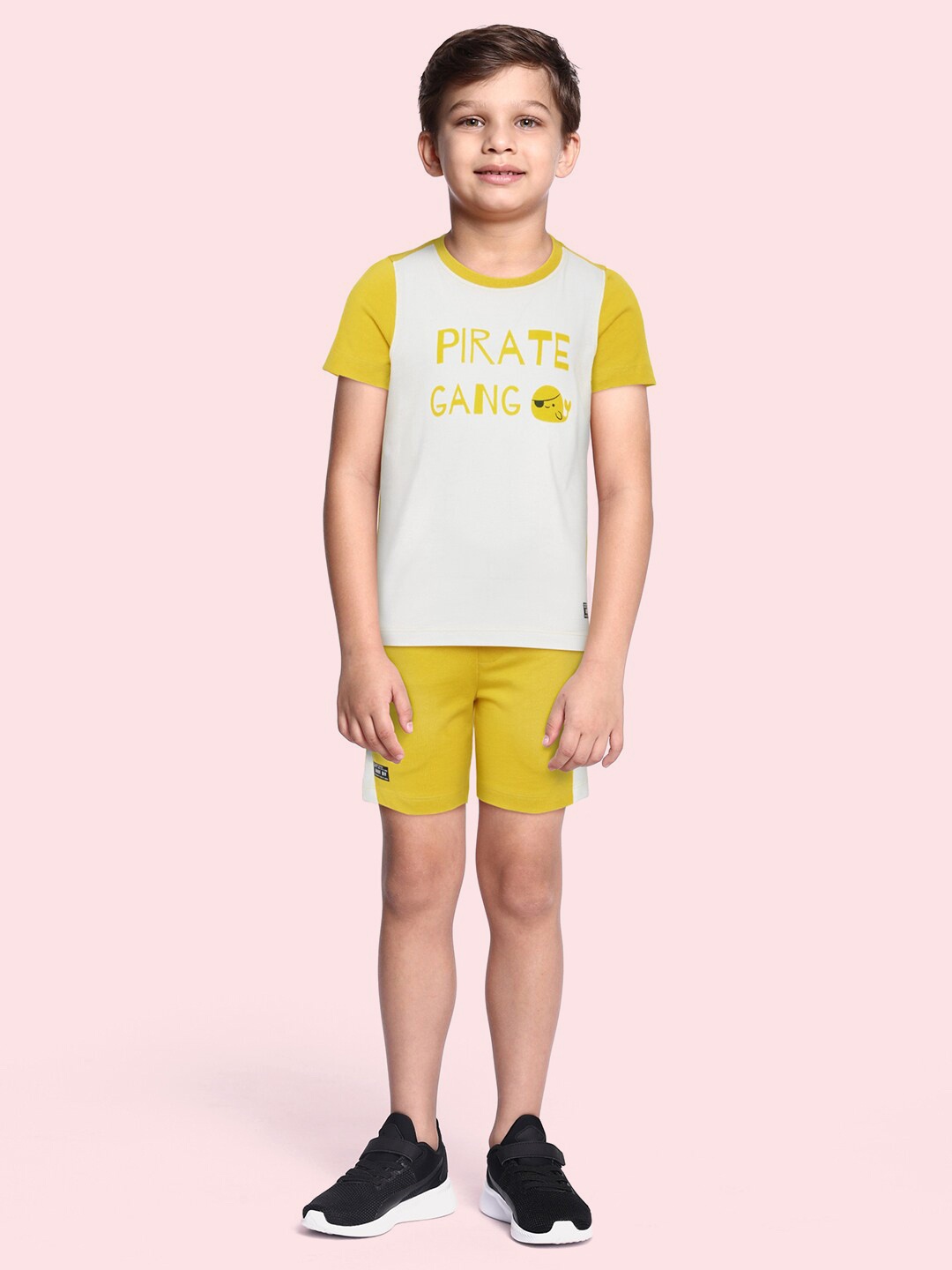

abof Boys Yellow Cotton T-shirt & Shorts