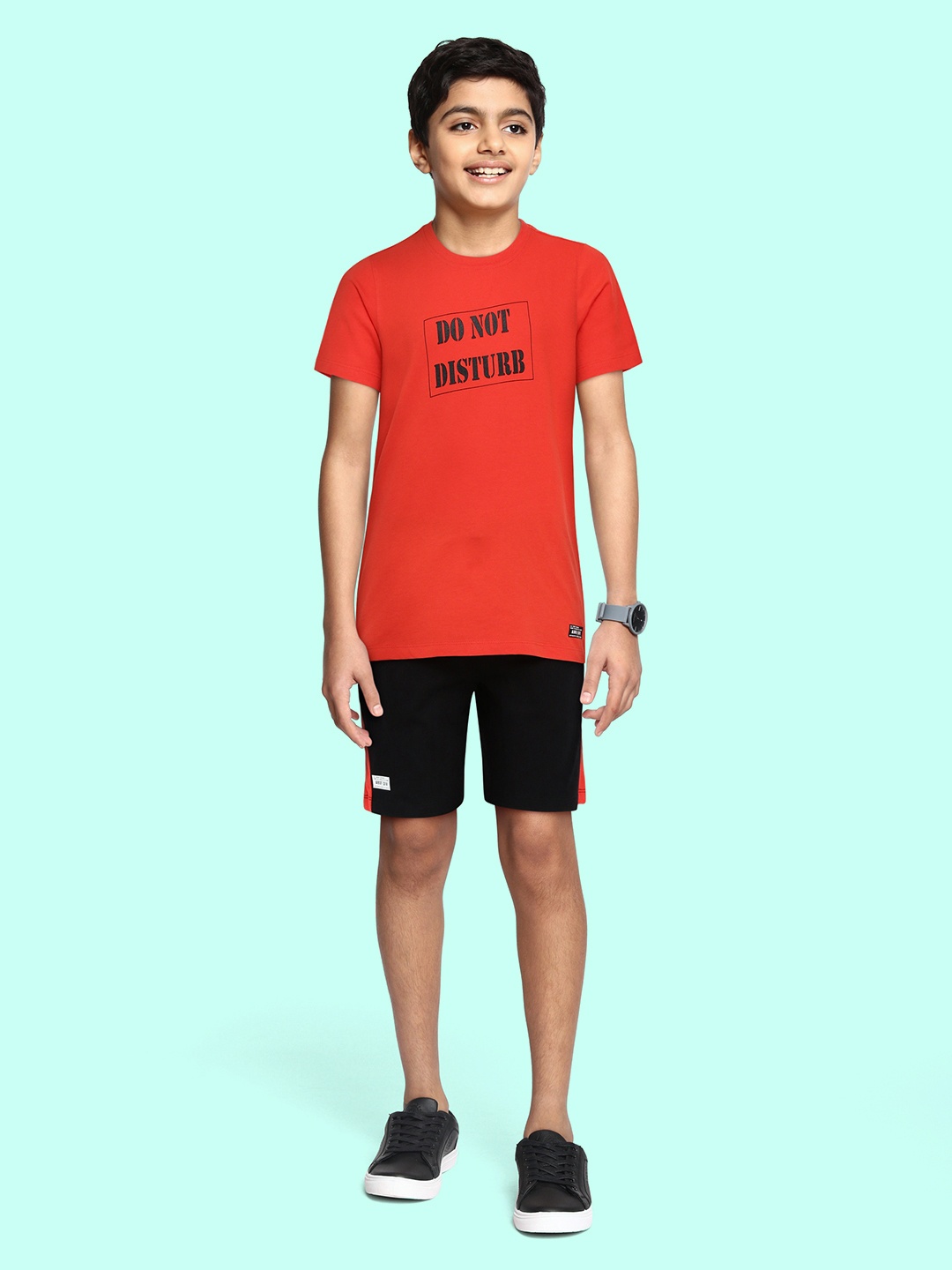 

abof Boys Red & Black Printed T-shirt with Shorts