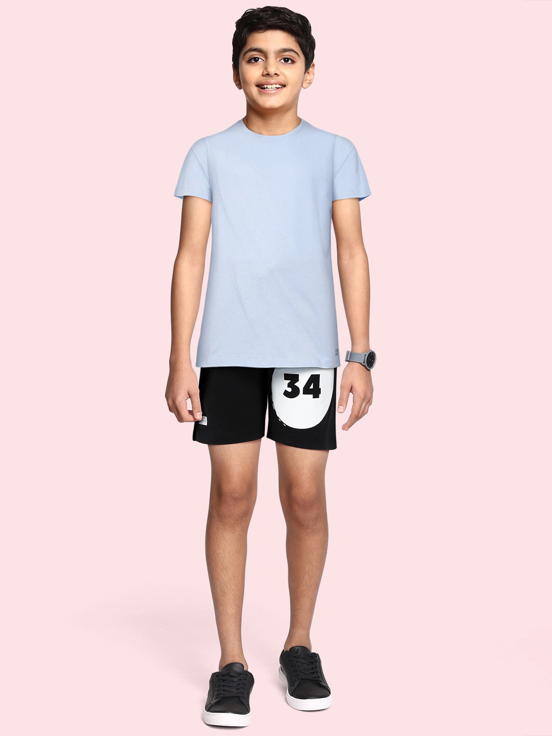 

abof Boys Blue & Black Pure Cotton Tshirt & Shorts