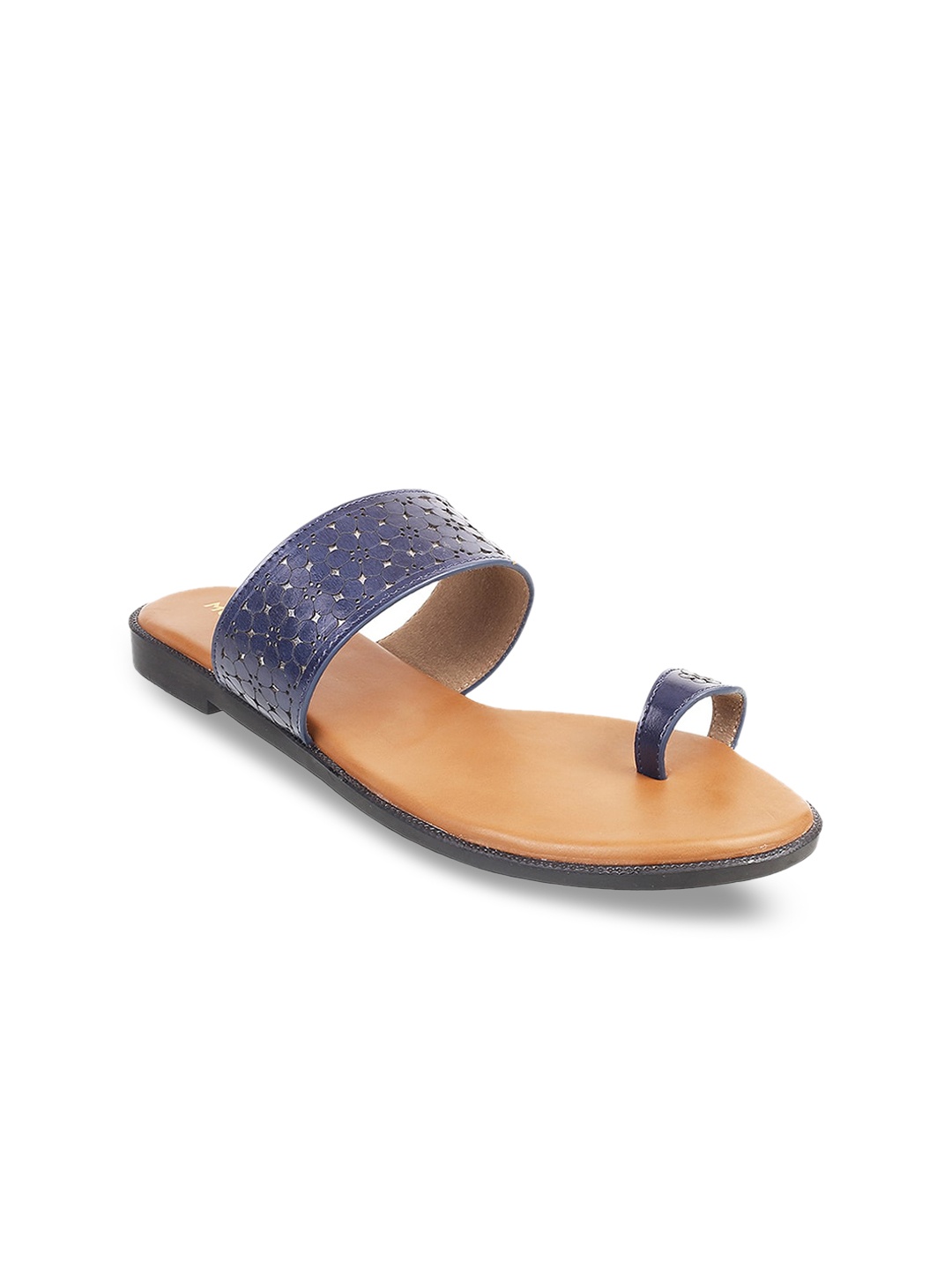 

Mochi Women Blue One Toe Flats with Laser Cuts