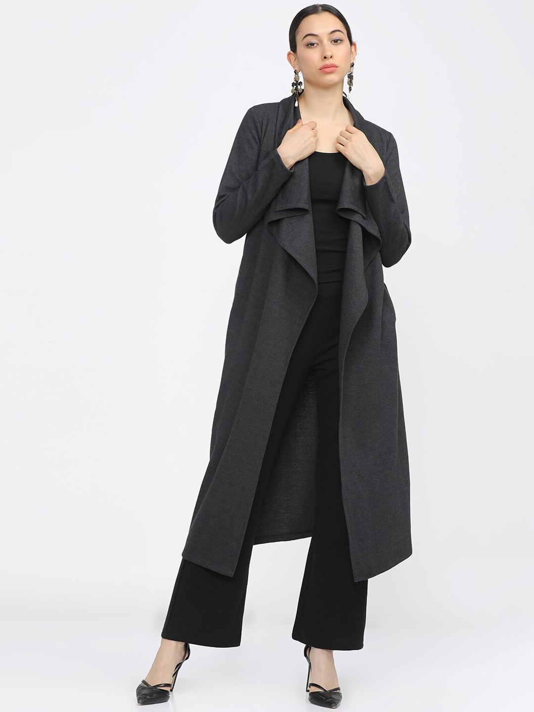 

Vishudh Women Grey Longline Shrug