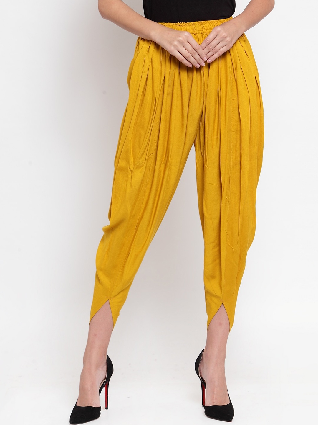 

Clora Creation Women Mustard Yellow Solid Dhoti Salwar