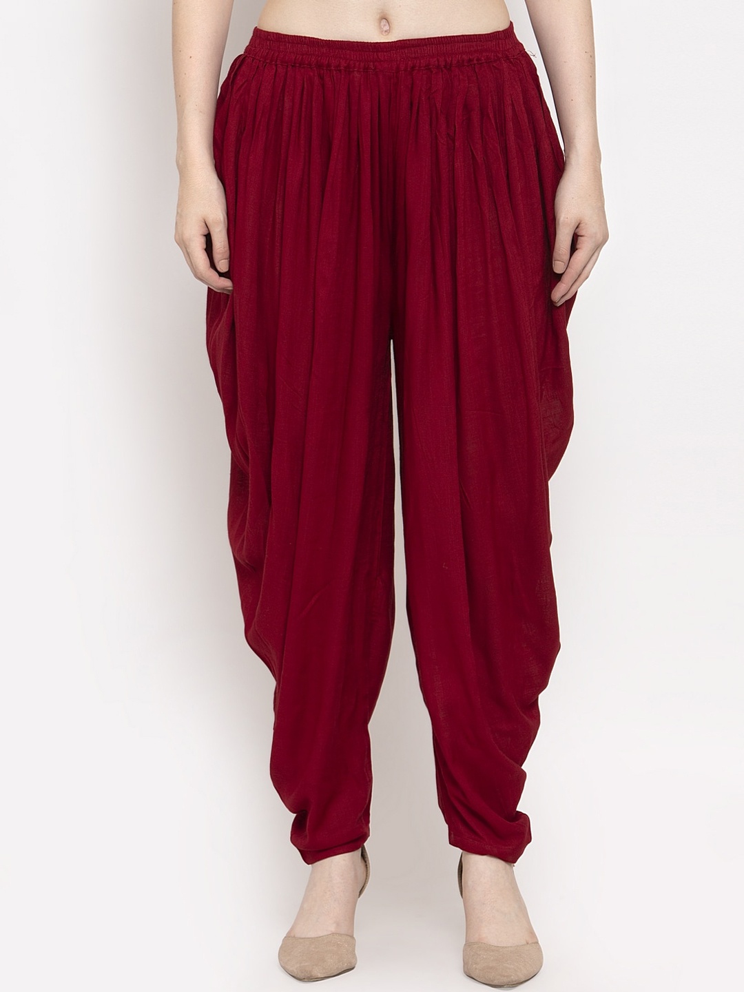 

Clora Creation Women Maroon Solid Dhoti Salwar