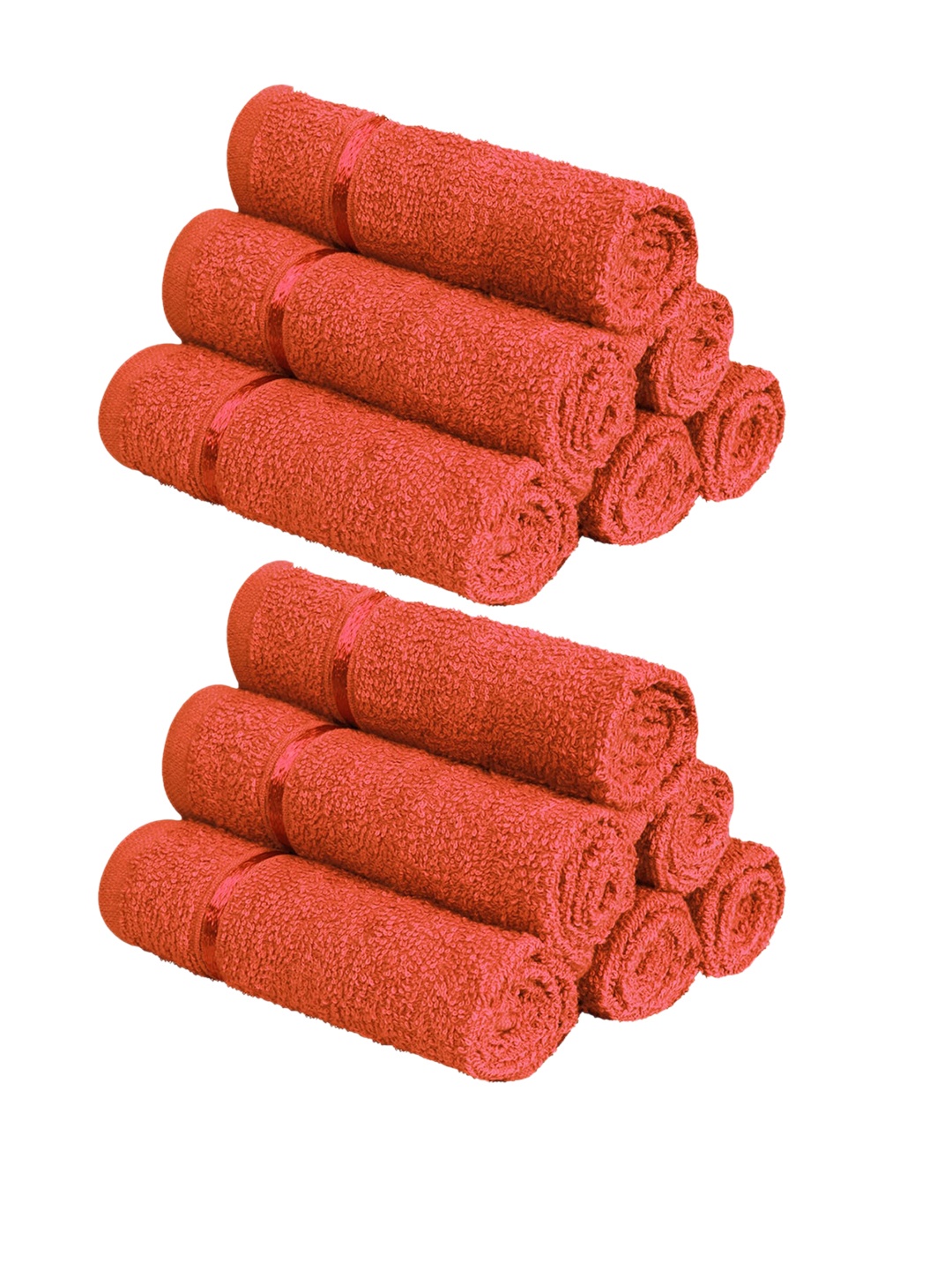 

Story@home Set Of 12 Orange Solid 450 GSM Pure Cotton Face Towel