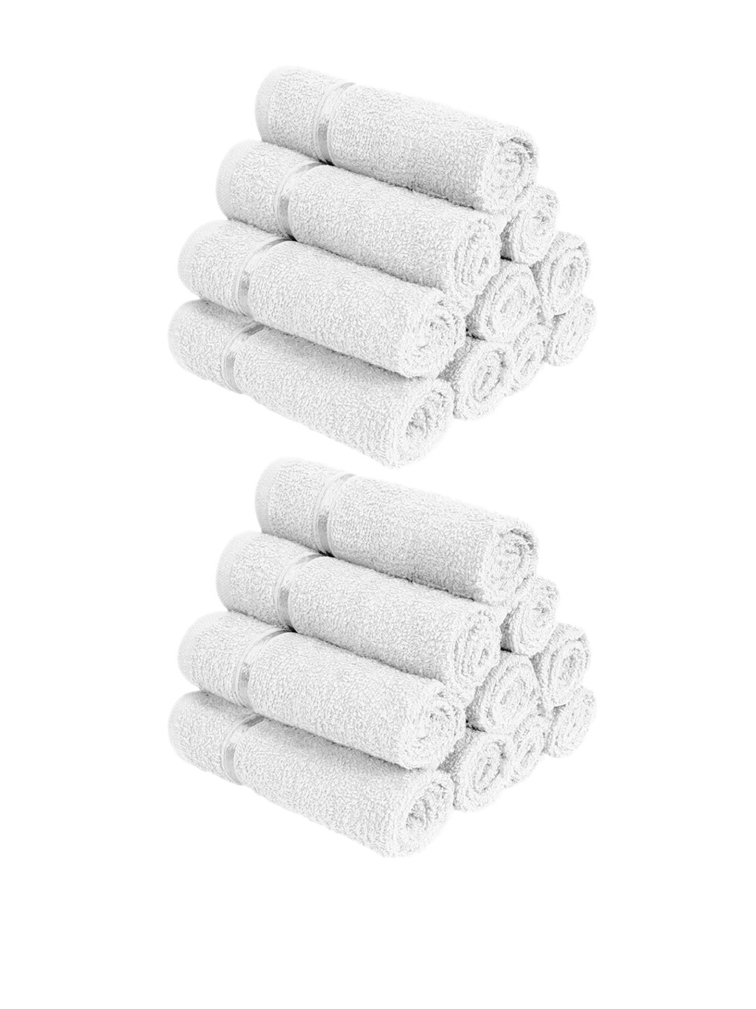 

Story@home Set Of 20 White Solid Pure Cotton 450 GSM Face Towels