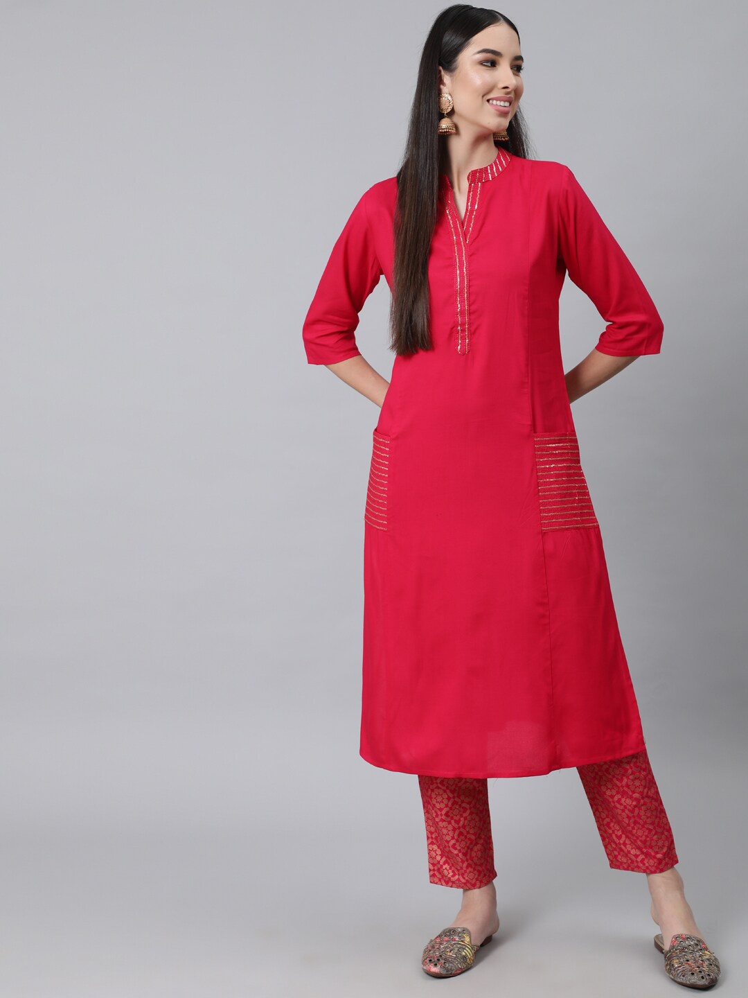 

Anubhutee Women Pink Kurta with Trousers