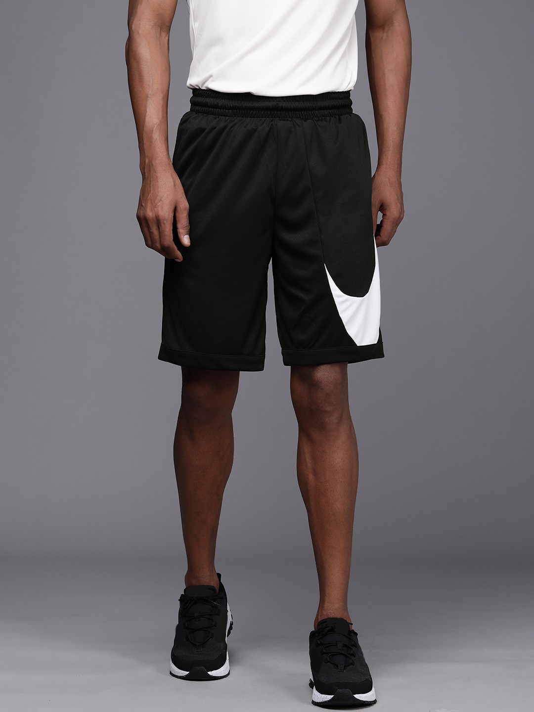 

Nike Men Black Brand Logo Colourblocked Sports Shorts