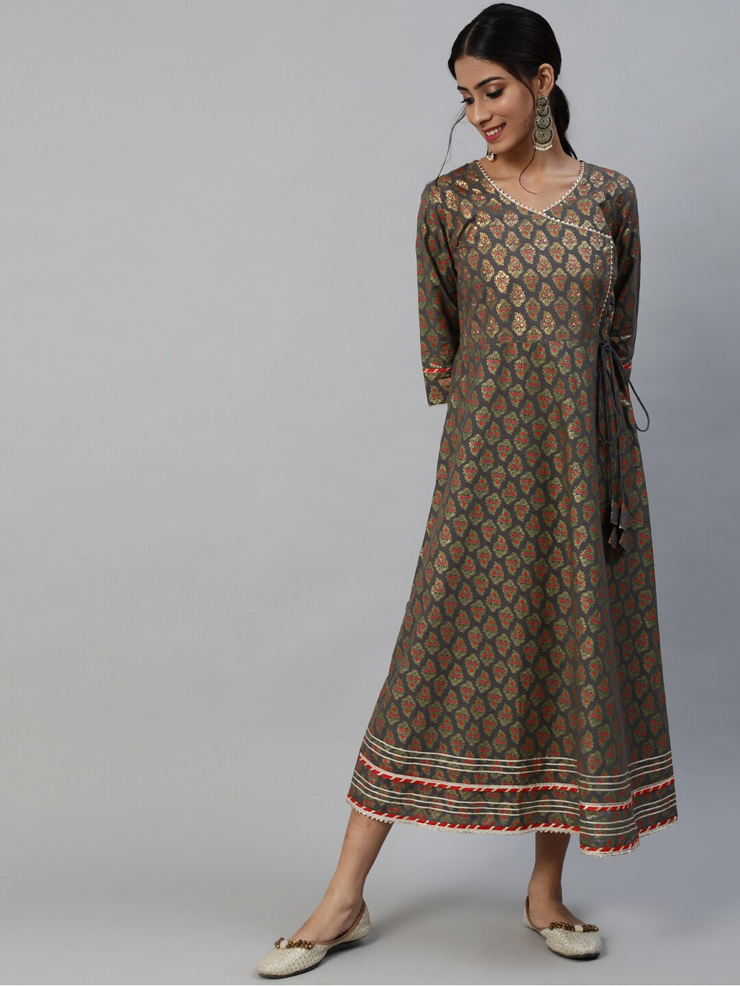 

Anubhutee Grey Ethnic Motifs Ethnic A-Line Maxi Dress