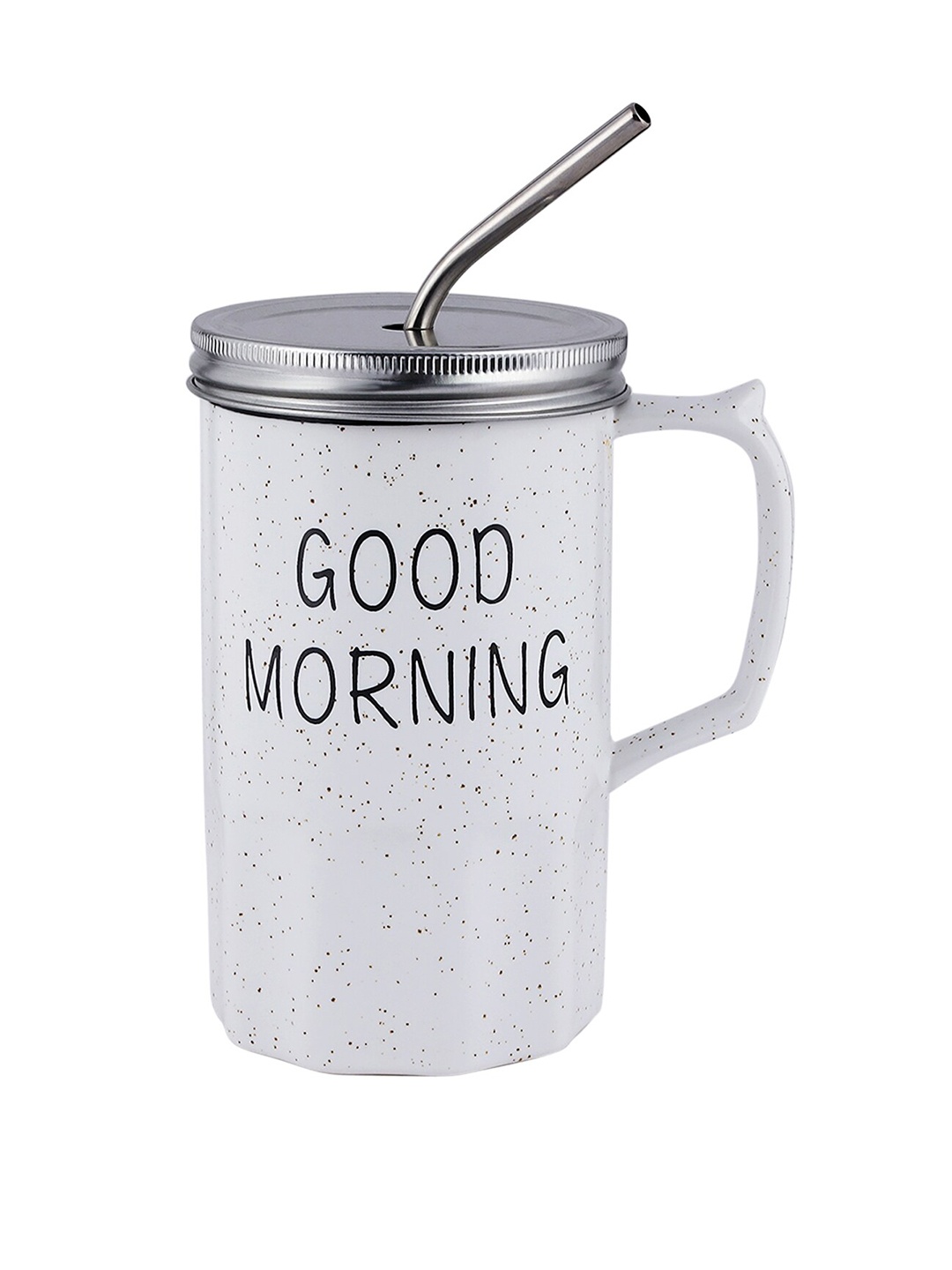 

BonZeaL White & Black Hand Painted Printed Ceramic Coffee Mug