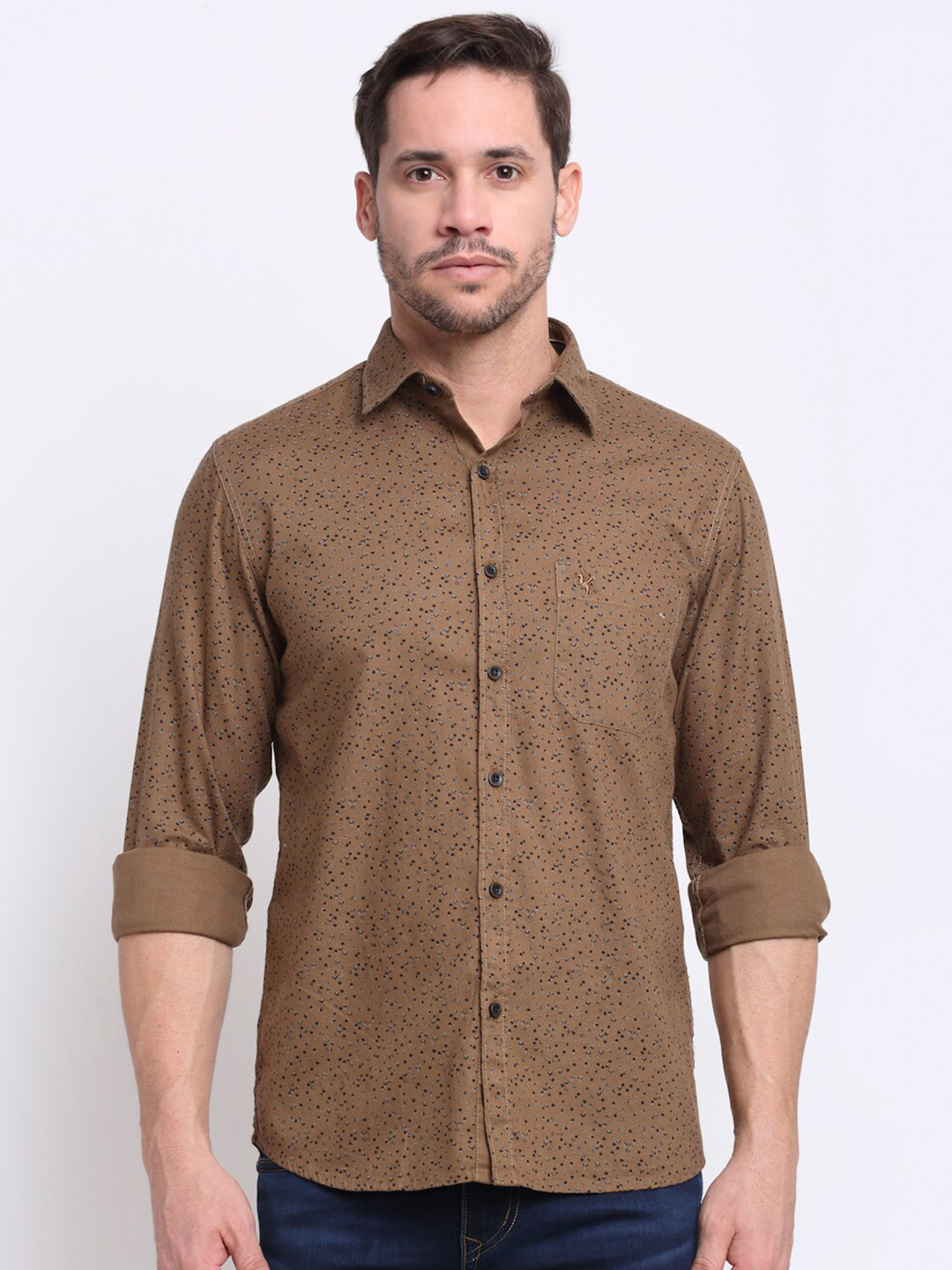 

Cantabil Men Brown Printed Casual Shirt