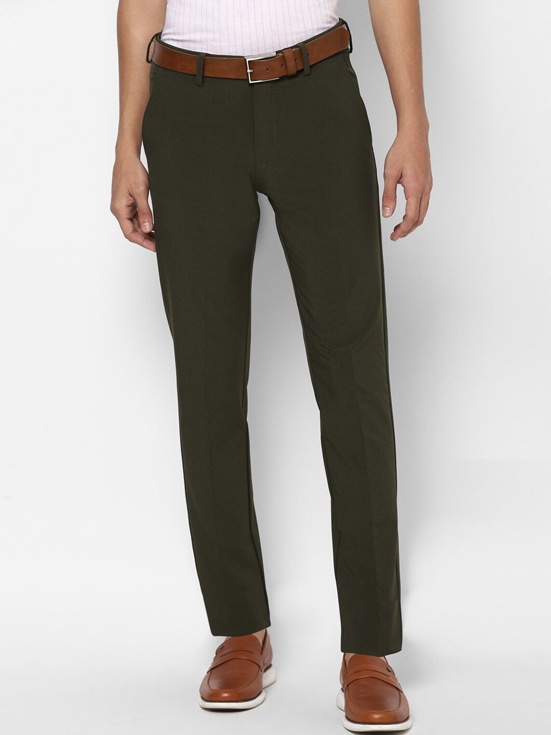 

Allen Solly Men Olive Green Slim Fit Trousers