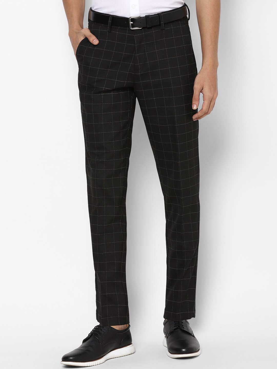 

Allen Solly Men Black Checked Slim Fit Trousers