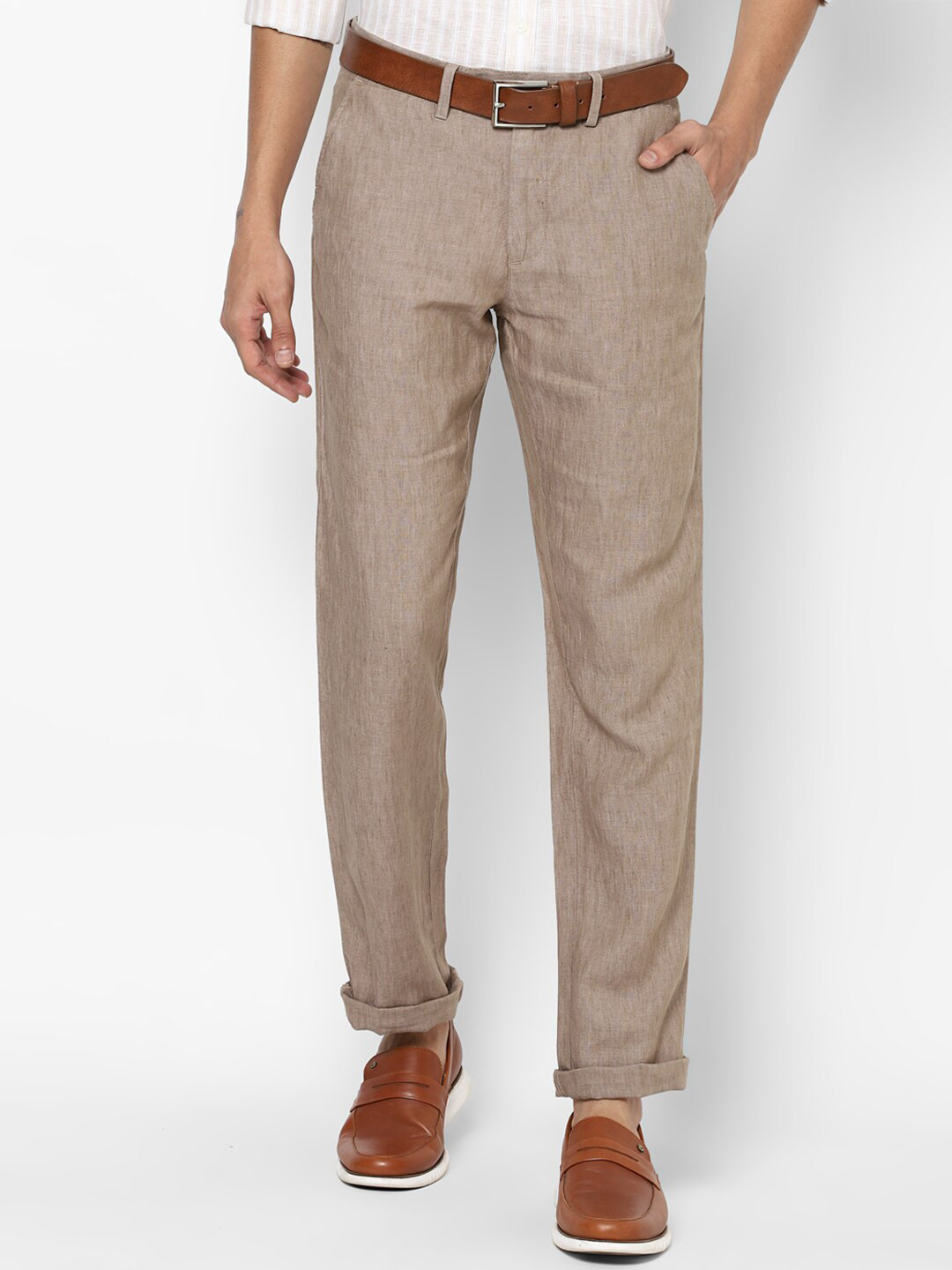 

Allen Solly Men Brown Textured Trousers