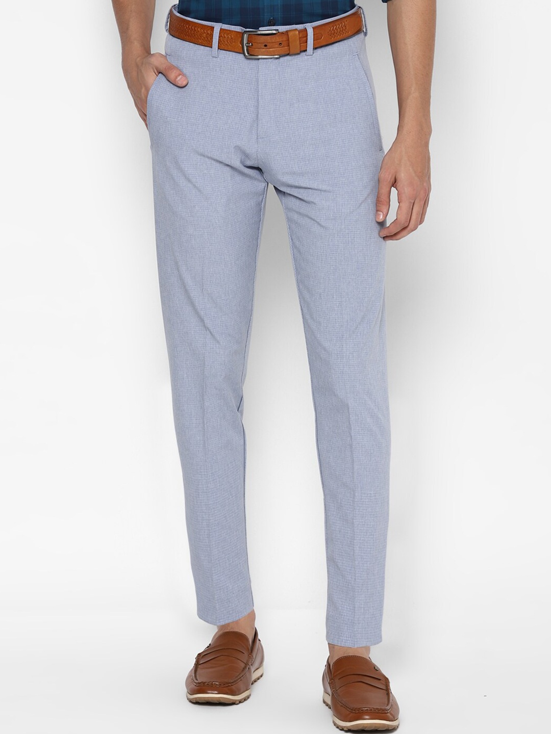 

Allen Solly Men Blue Textured Slim Fit Trousers