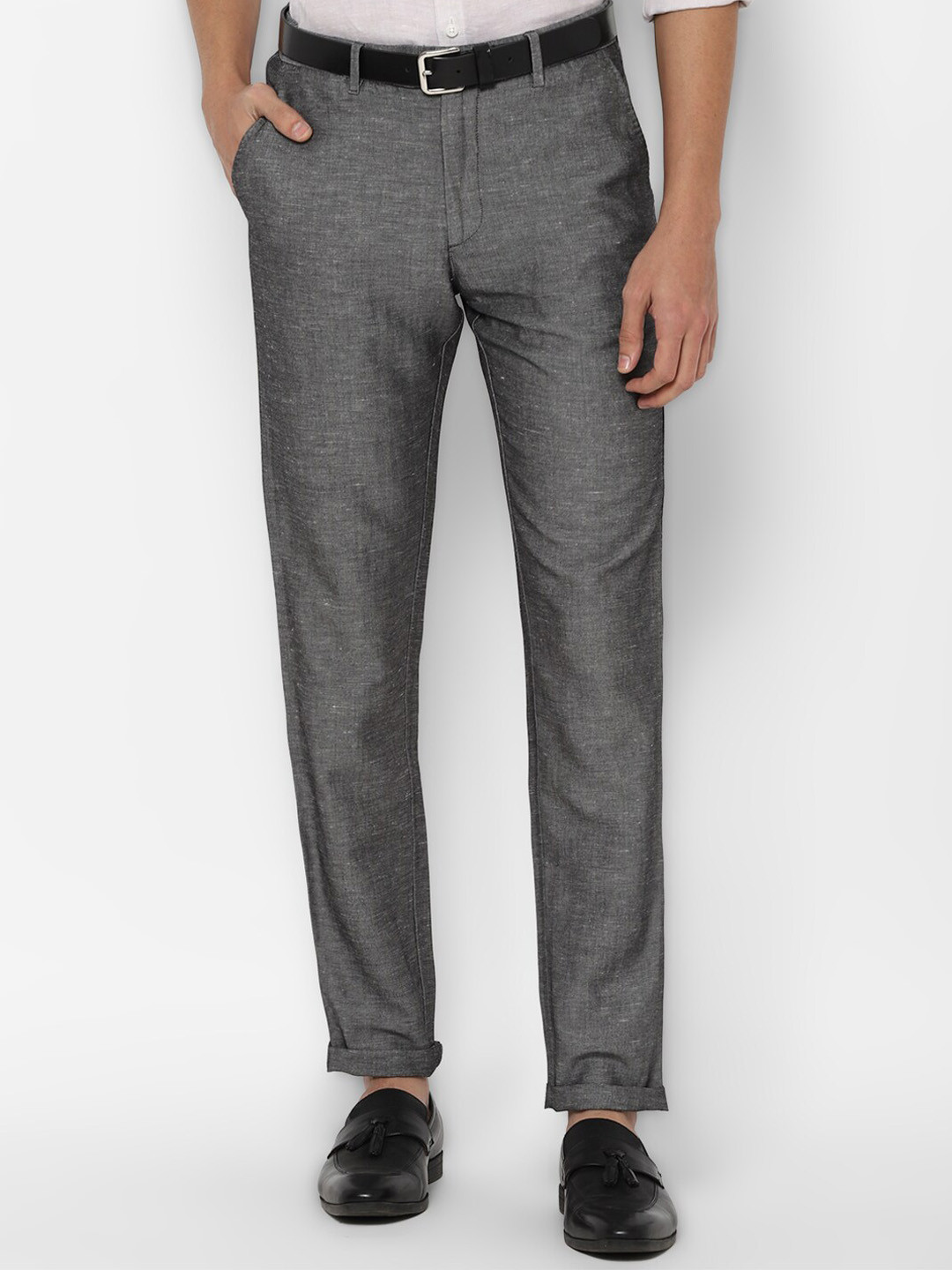 

Allen Solly Men Grey Solid Mid-Rise Regular Trousers