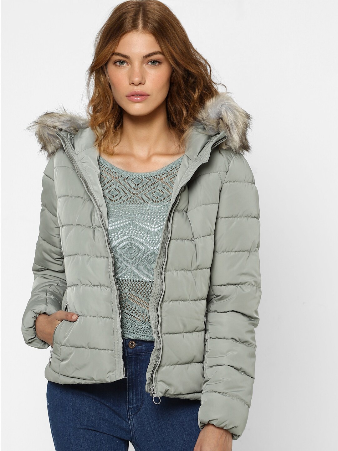 

ONLY Women Grey Padded Jacket