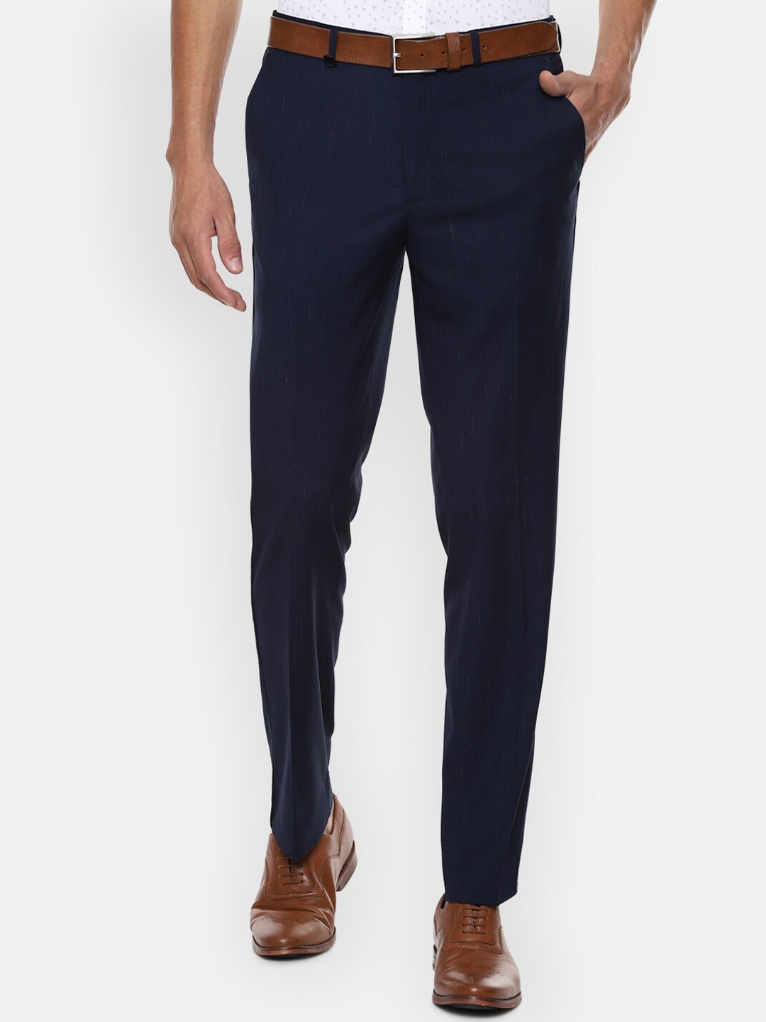 

V Dot Men Navy Blue Slim Fit Trousers