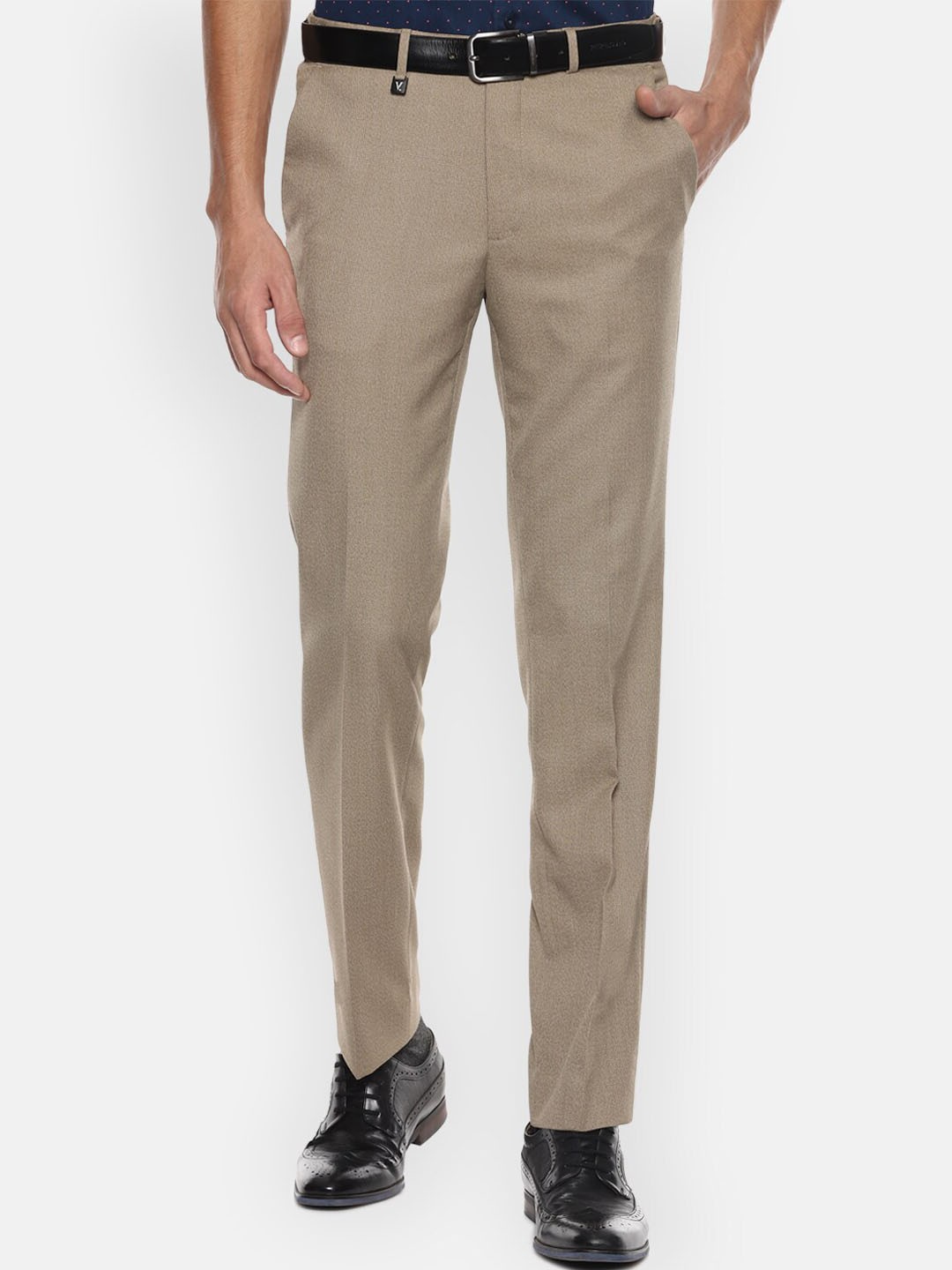 

V Dot Men Khaki Solid Slim Fit Formal Trousers