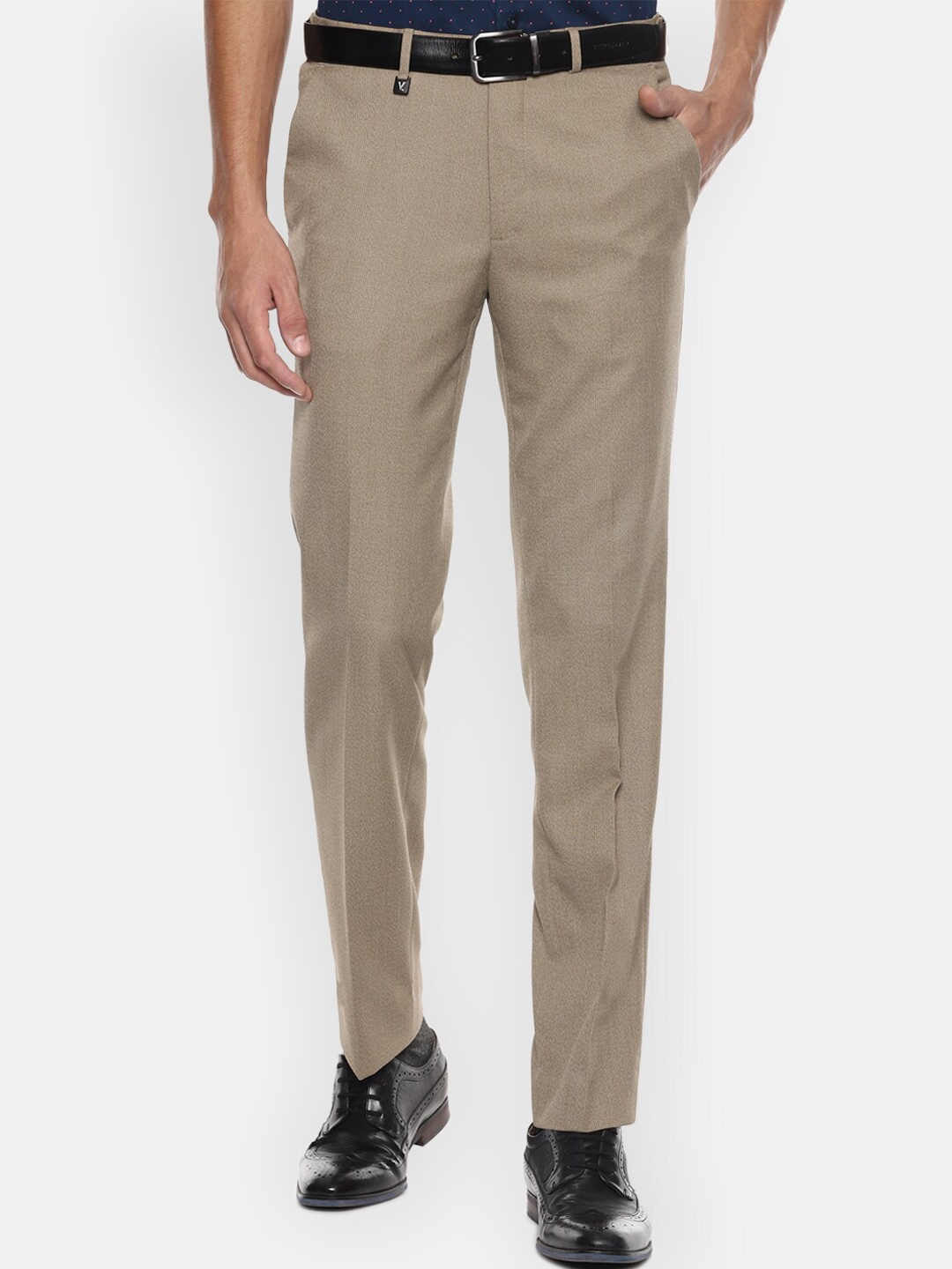 

V Dot Men Khaki Solid Slim Fit Trousers