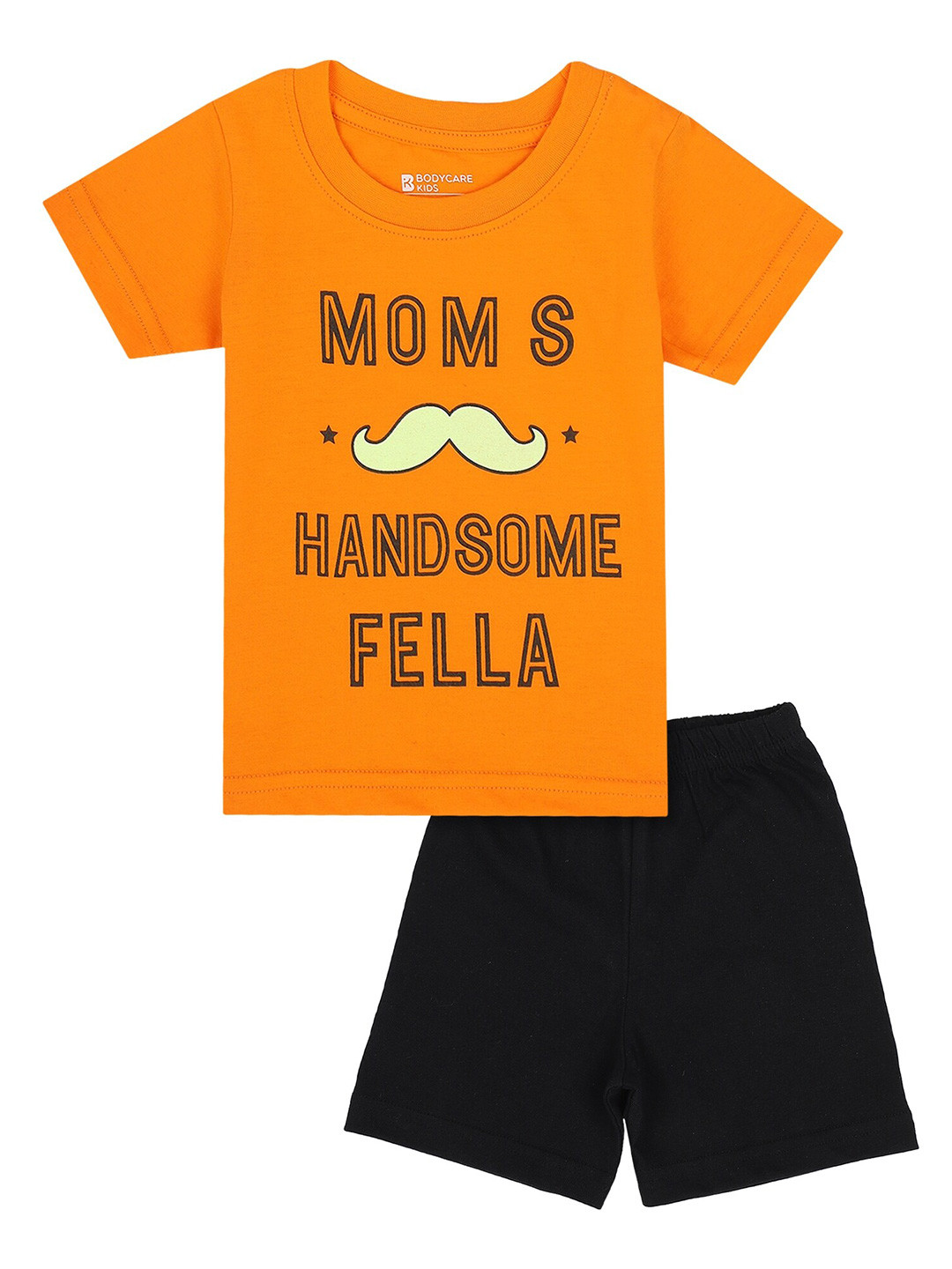 

Bodycare Kids Boys Mustard & Black Printed T-shirt with Shorts