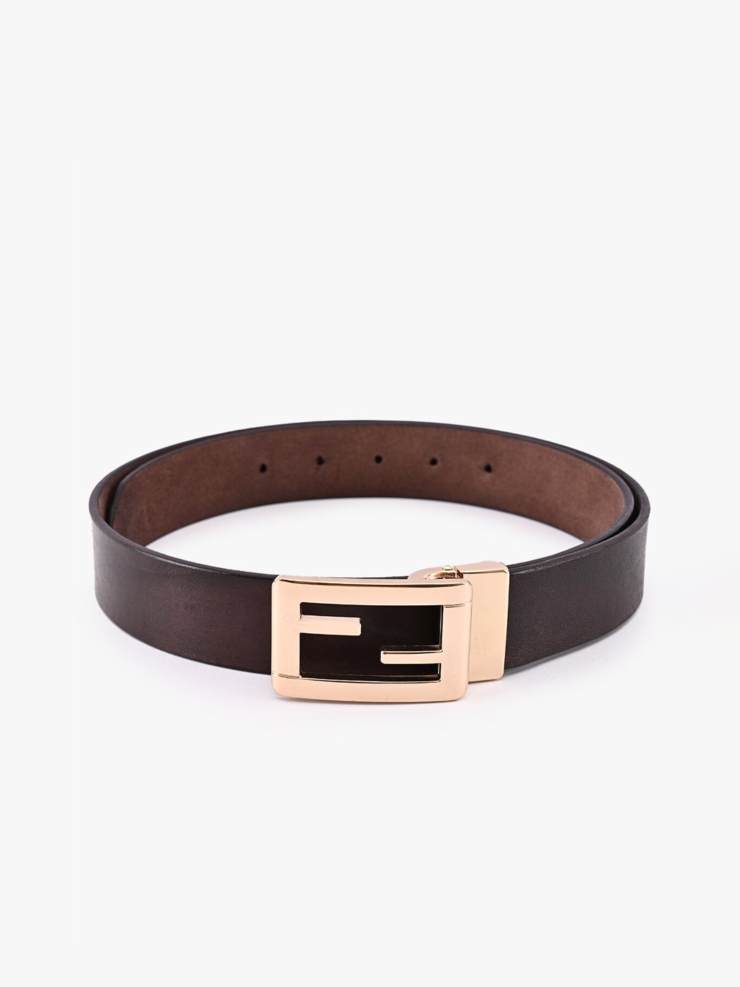 

BuckleUp Men Brown Solid Leather Formal Belt